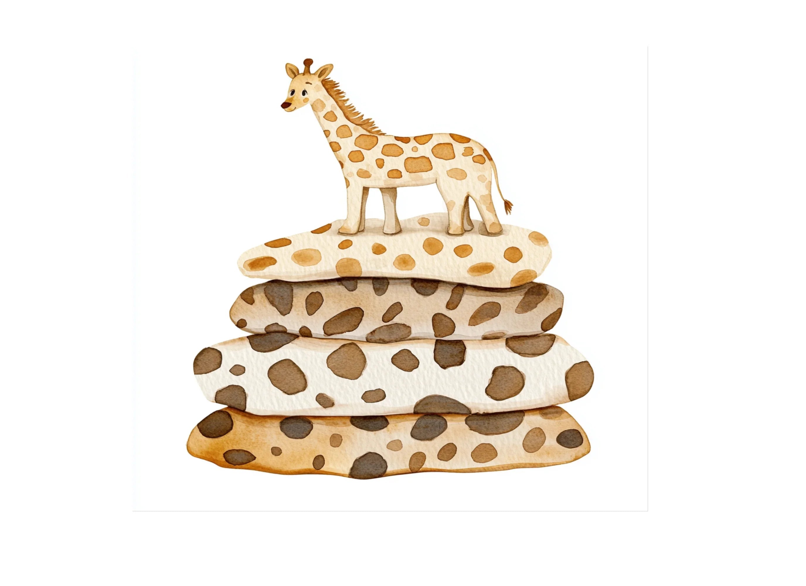 Cute Giraffe on Spotted Stones Clipart Bundle