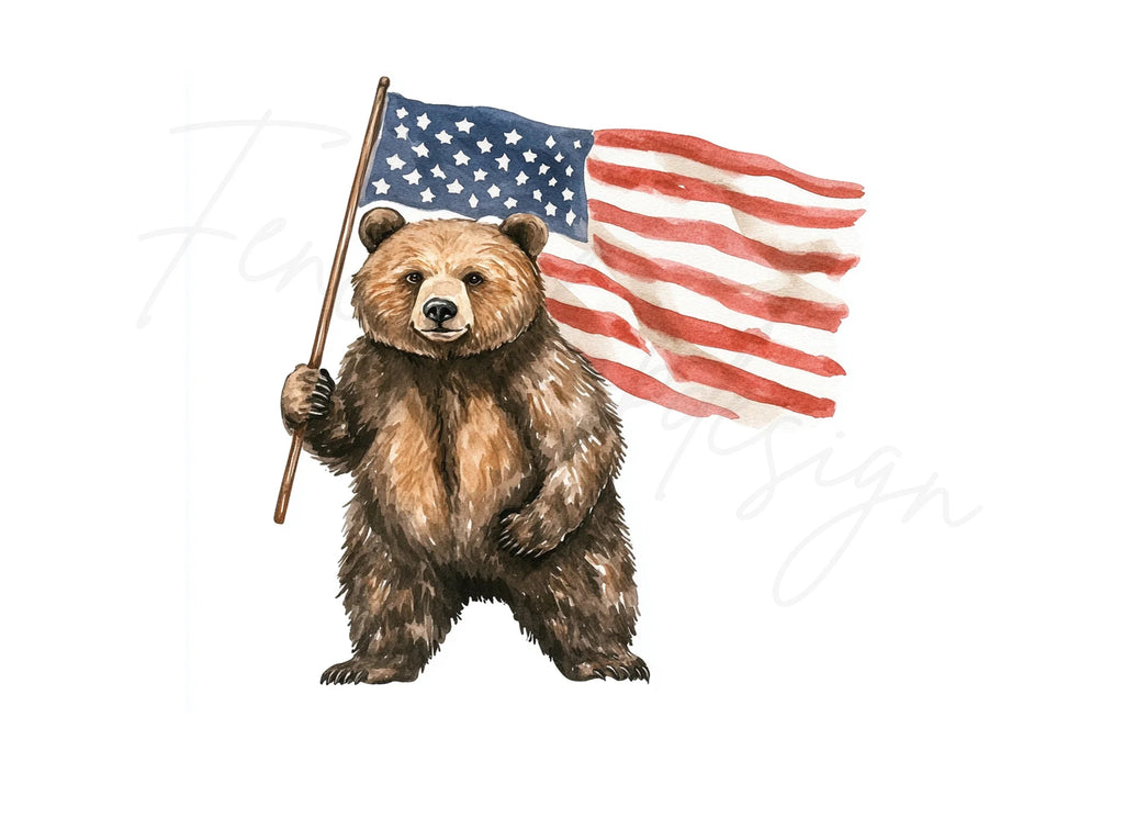 Cute Patriotic Bear Clipart Bundle