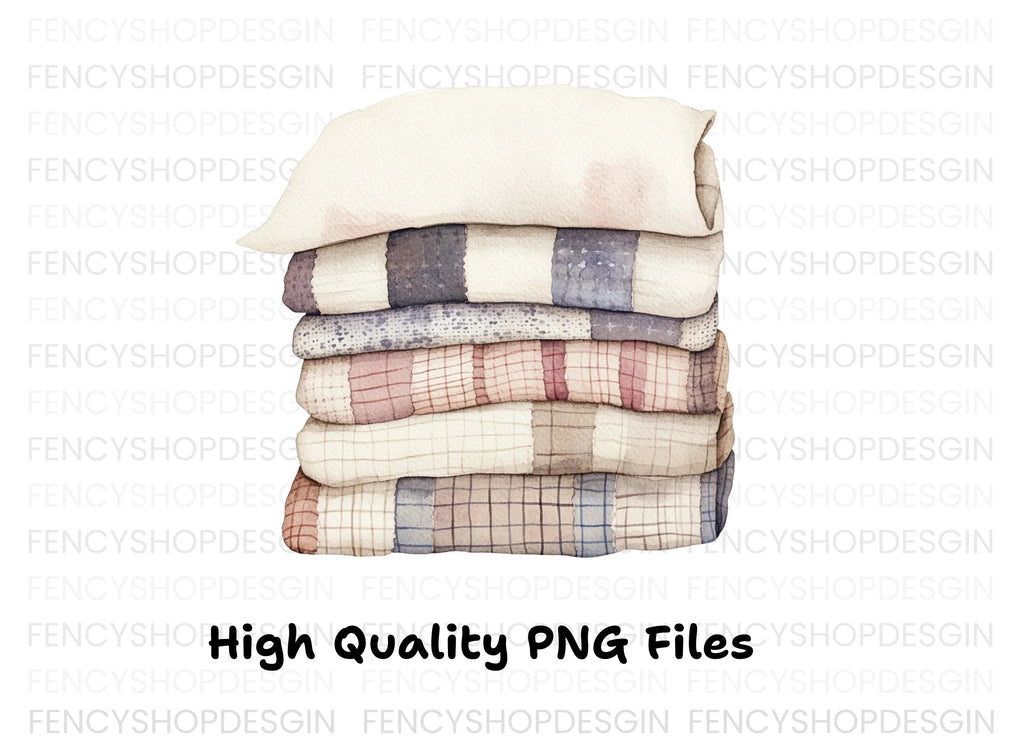 Cozy Stacked Quilts Clipart Bundle