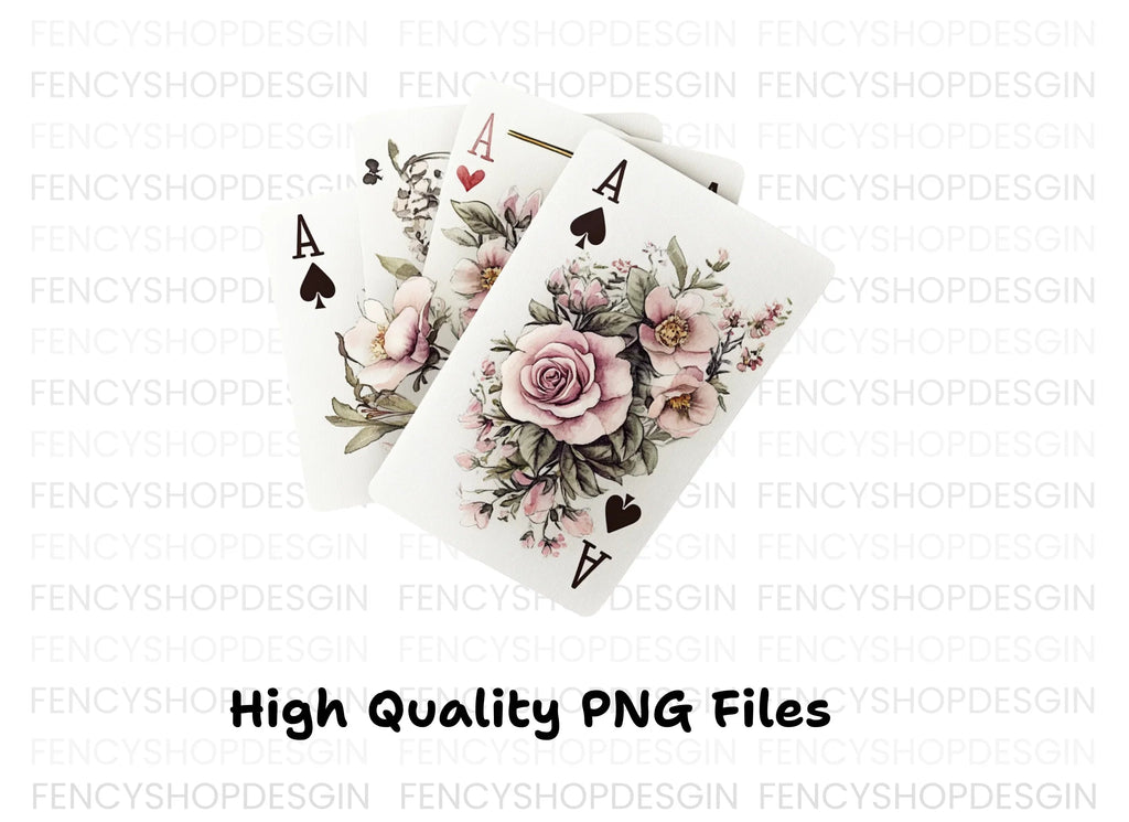 Floral Ace Playing Cards Clipart Bundle