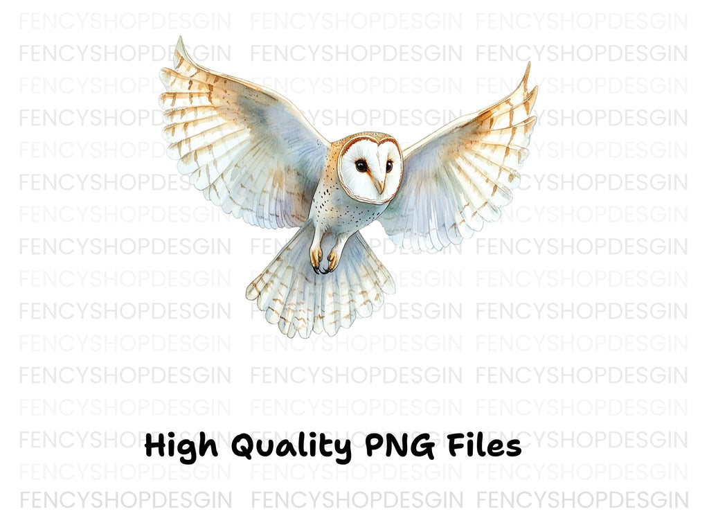 Flying Barn Owl Clipart Bundle