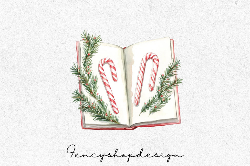 Christmas Candy Cane Book Clipart Bundle