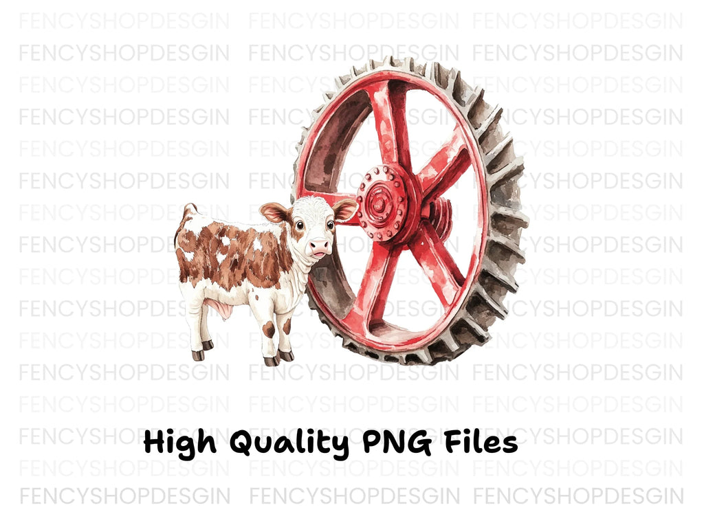 Calves with Farm Wheels Clipart Bundle