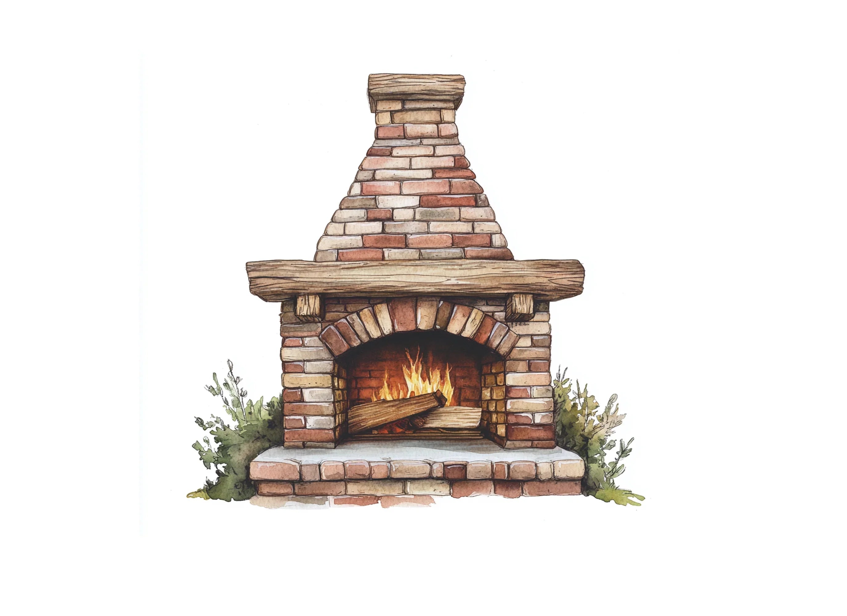 Rustic Fireplace Clipart Bundle