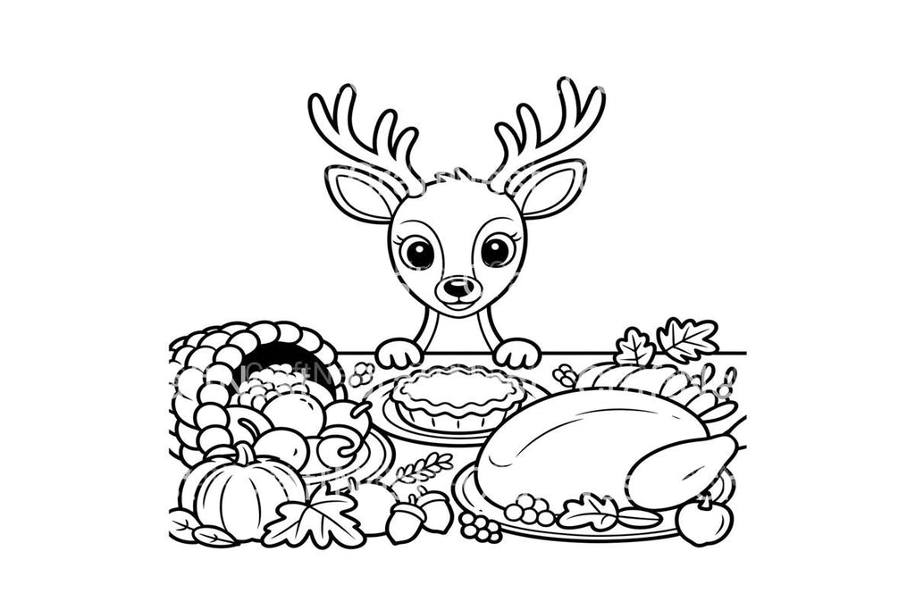 Thanksgiving Deer Feast Coloring Books