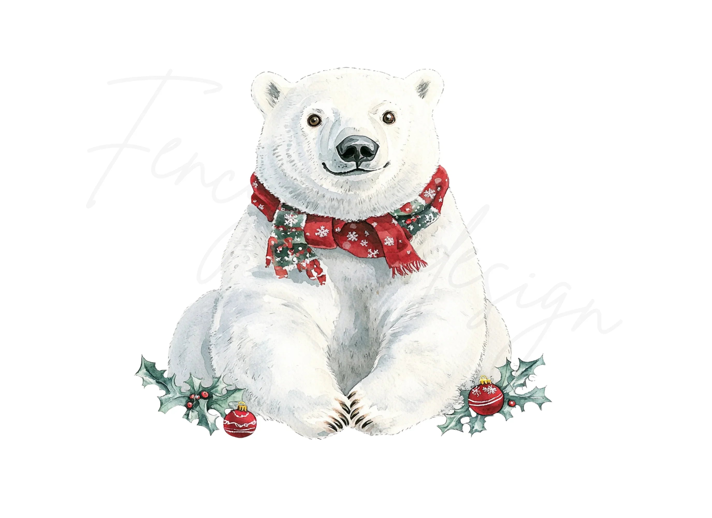 Cute Christmas Polar Bear Clipart Bundle