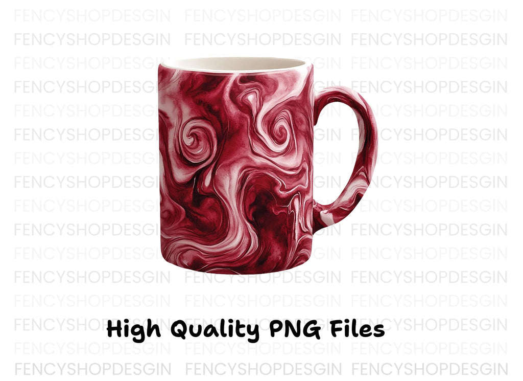 Red Marble Swirl Coffee Clipart Bundle