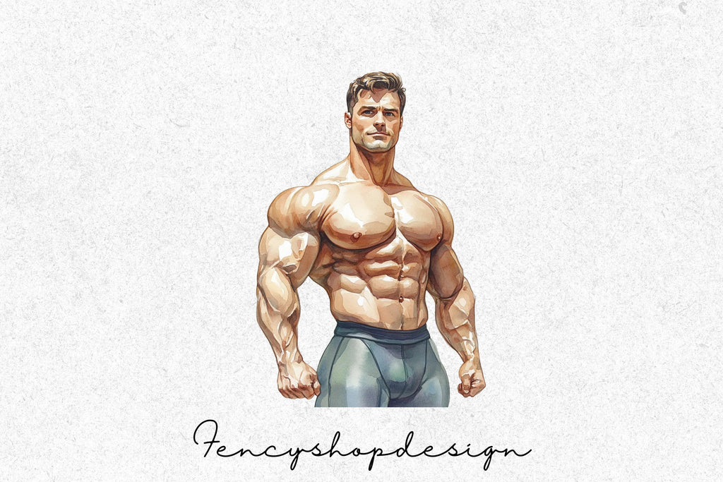Muscular Men Fitness Clipart Bundle