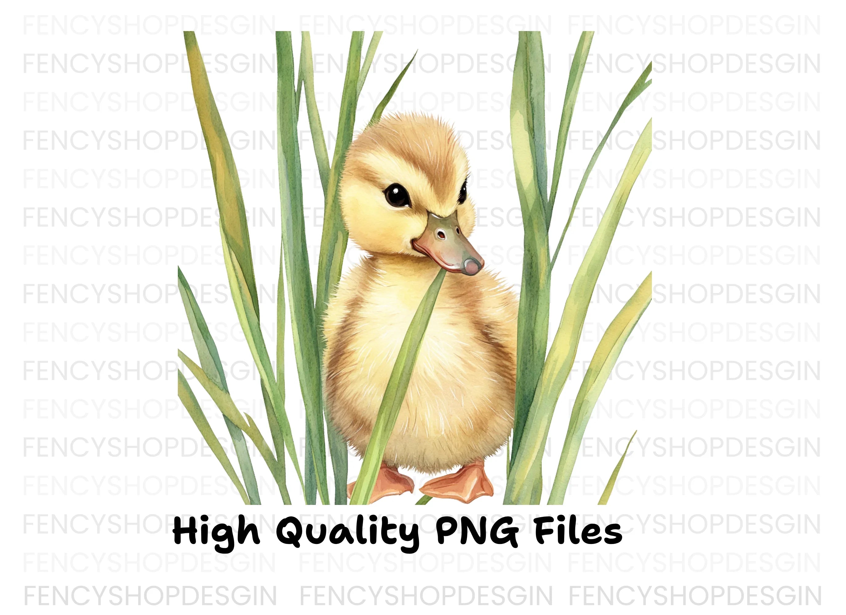 Adorable Ducklings in Green Grass Clipart Bundle