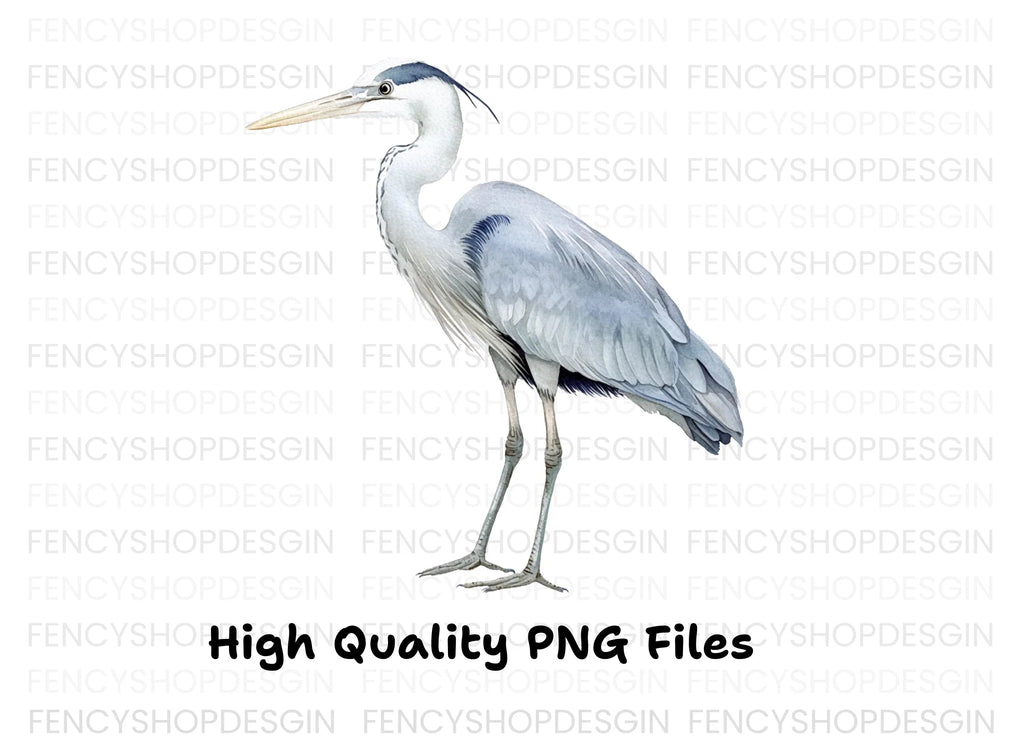 Elegant Grey Heron Bird Clipart Bundle
