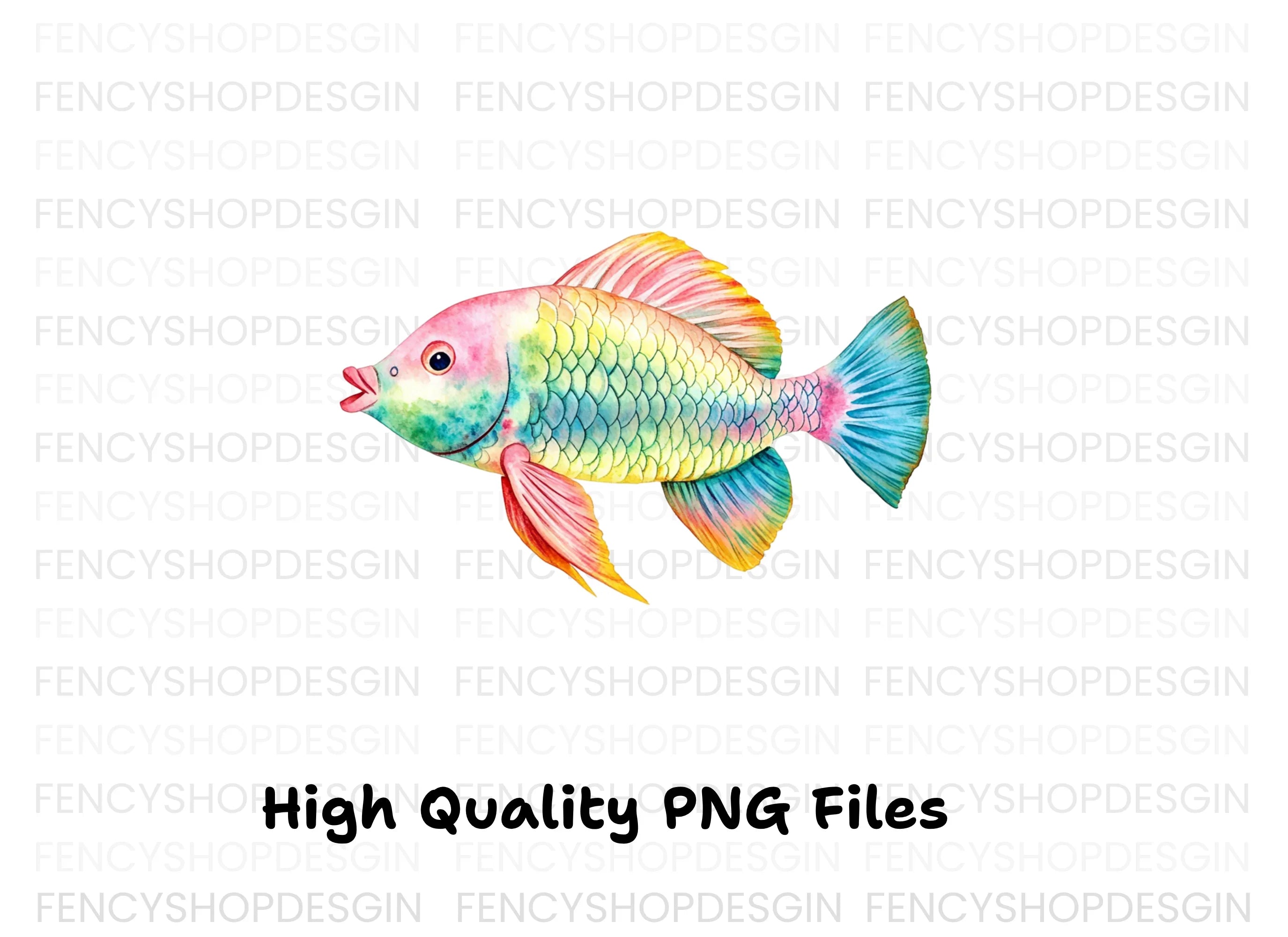 Colorful Rainbow Fish Clipart Bundle