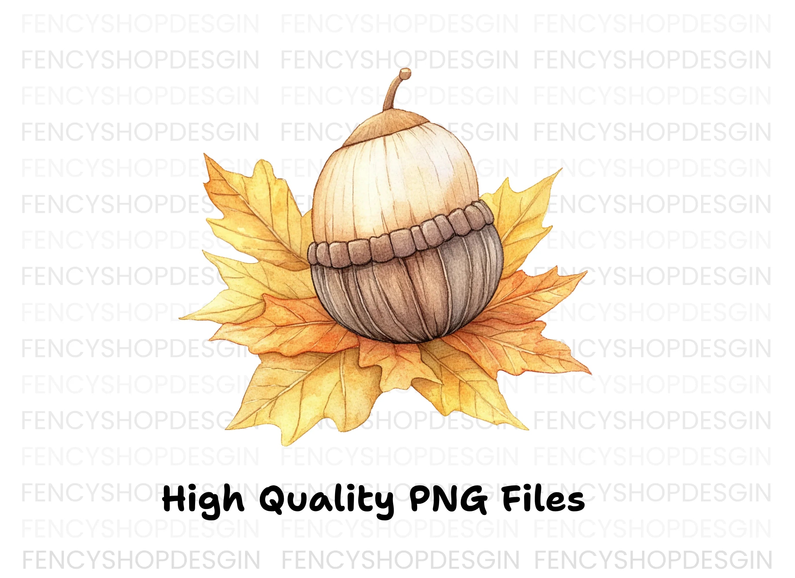 Autumn Acorns and Maple Leaves Clipart Bundle
