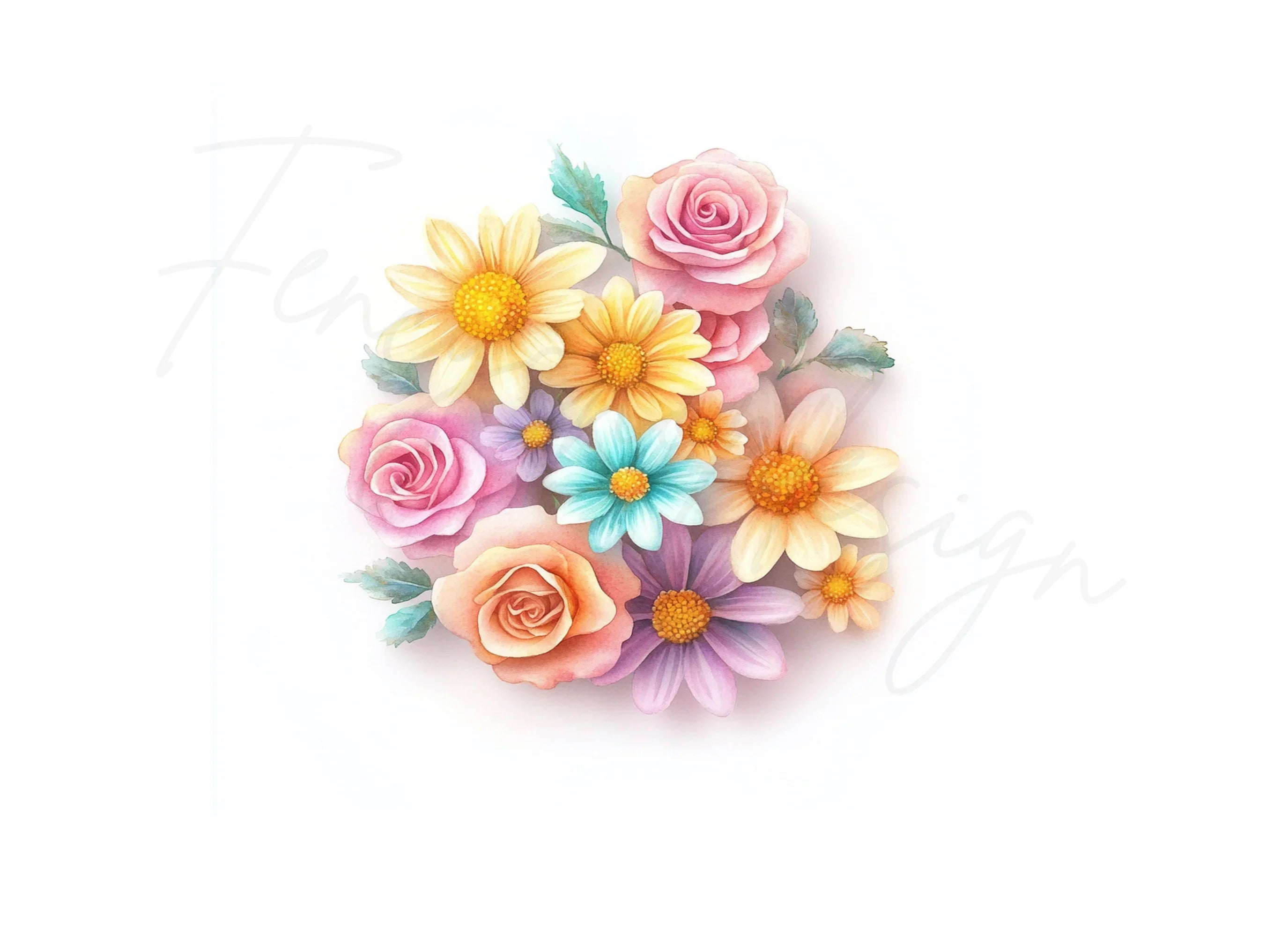 Pastel Floral Bouquets Clipart Bundle