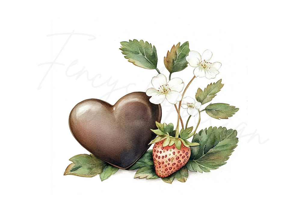 Chocolate Heart Strawberry Clipart Bundle