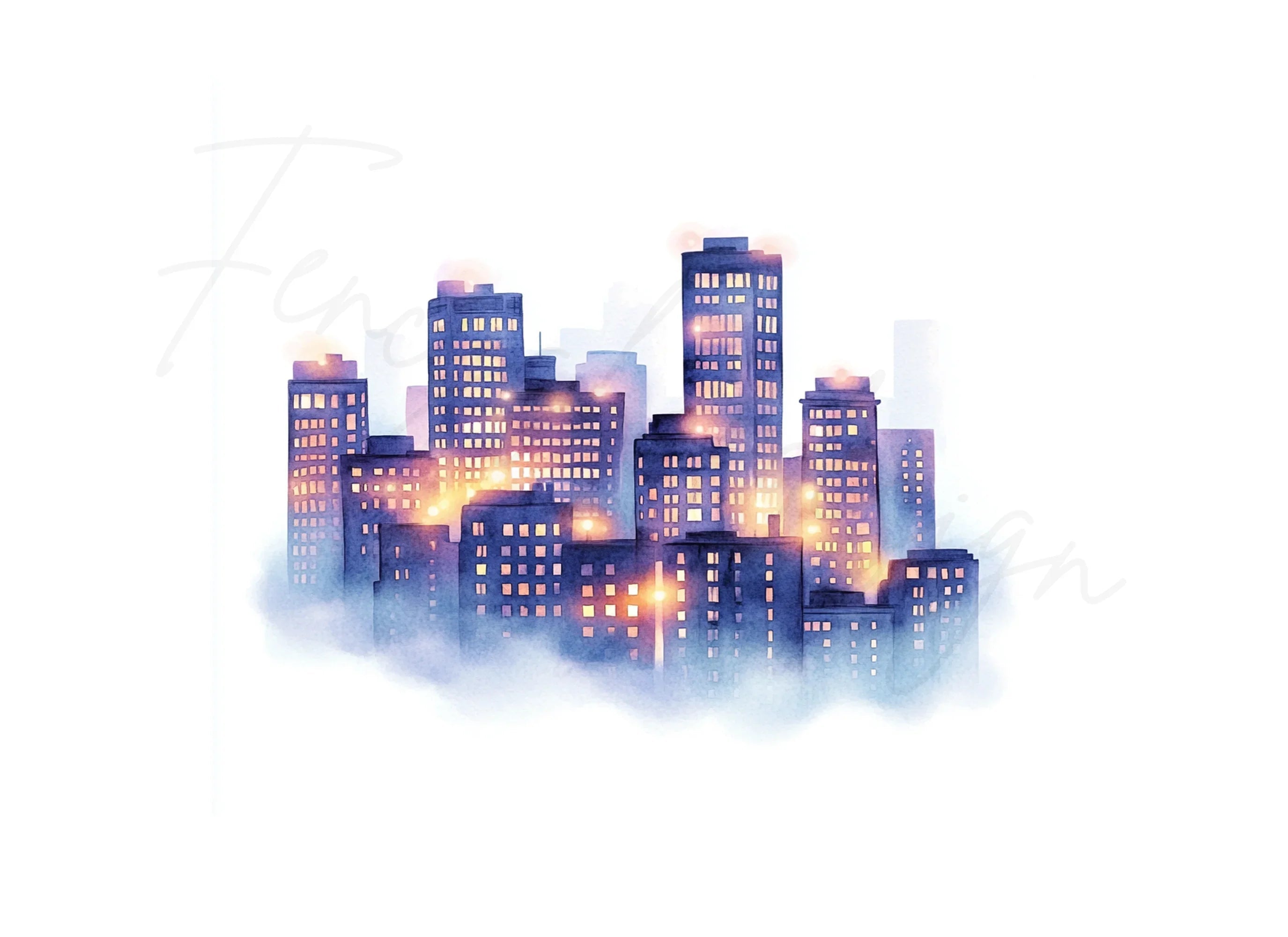 Cozy Night City Clipart Bundle