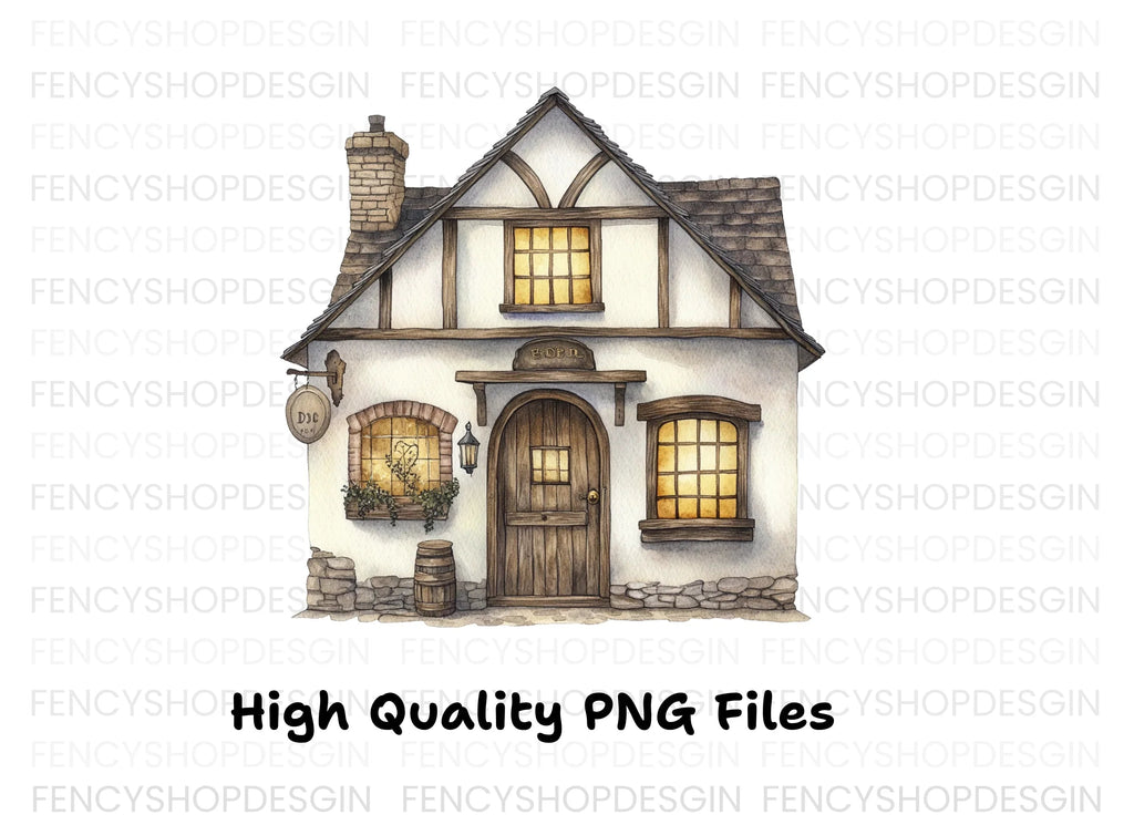 Tudor Style Cottage Clipart Bundle