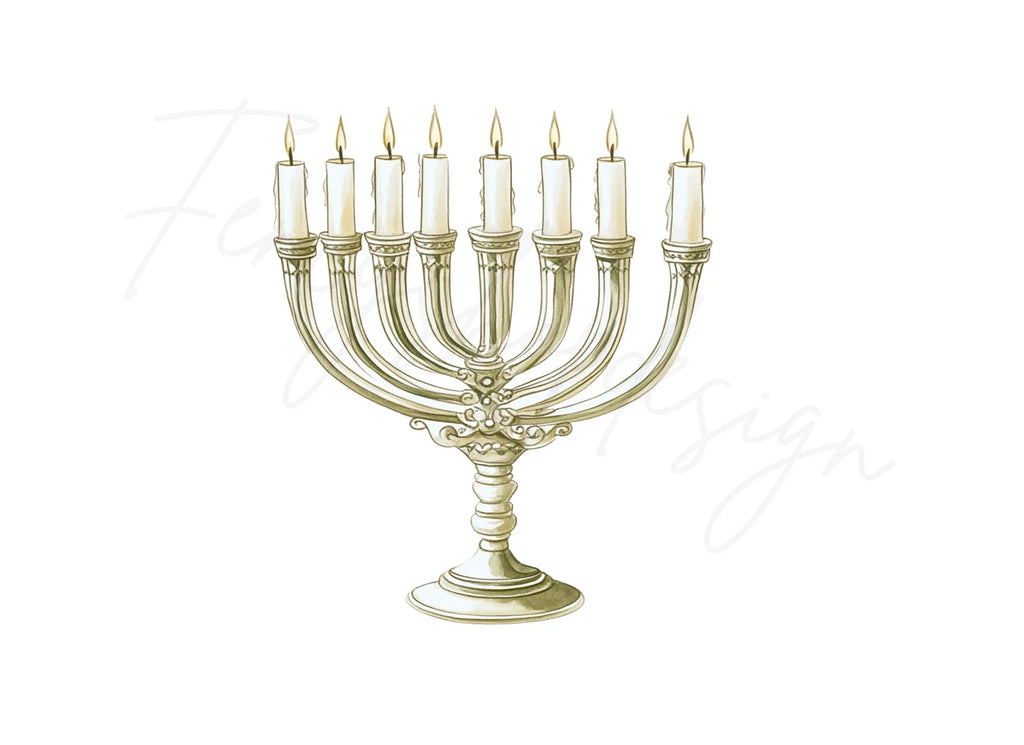 Elegant Hanukkah Menorah Clipart Bundle