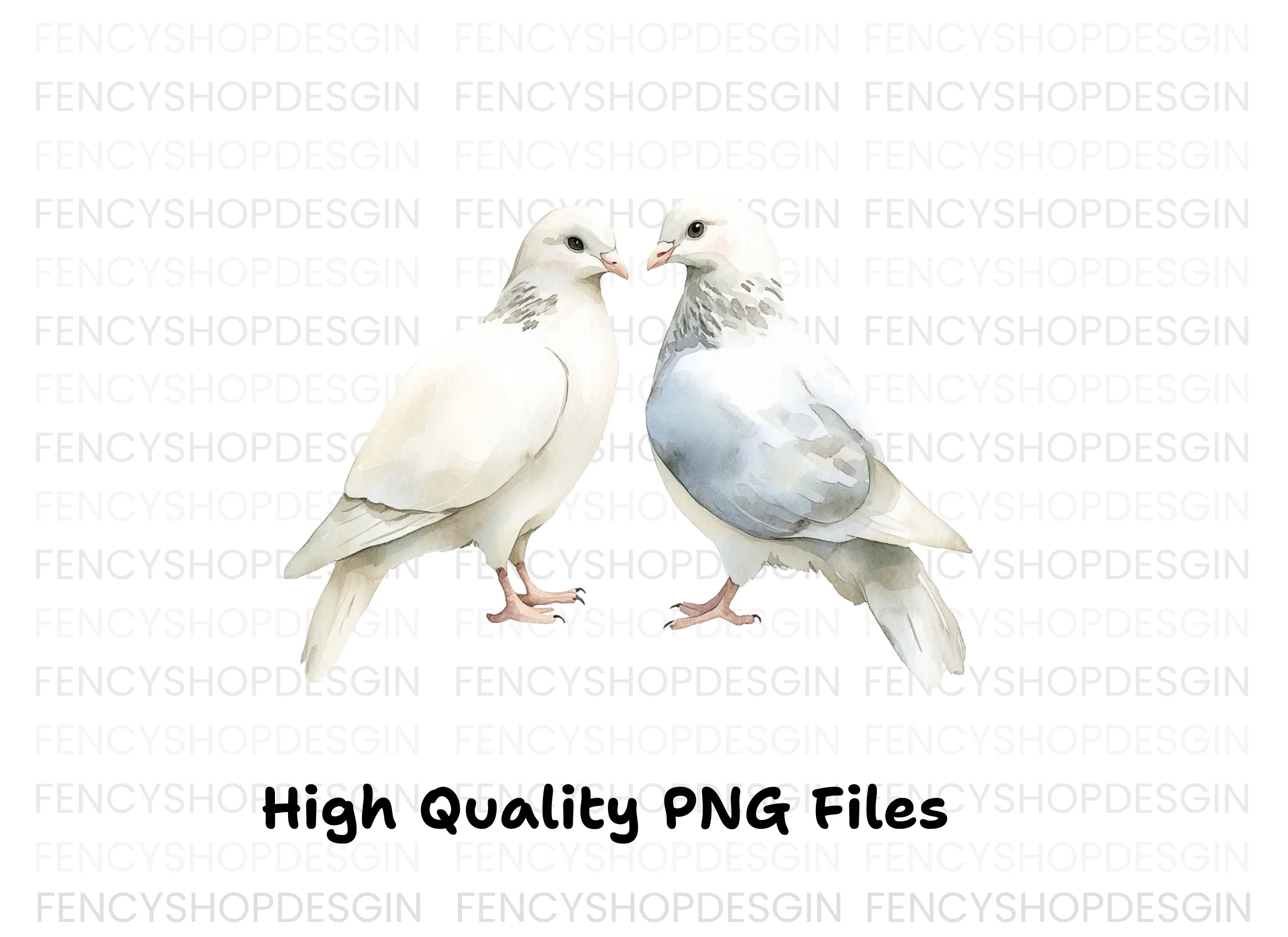 White Dove Pair Clipart Bundle