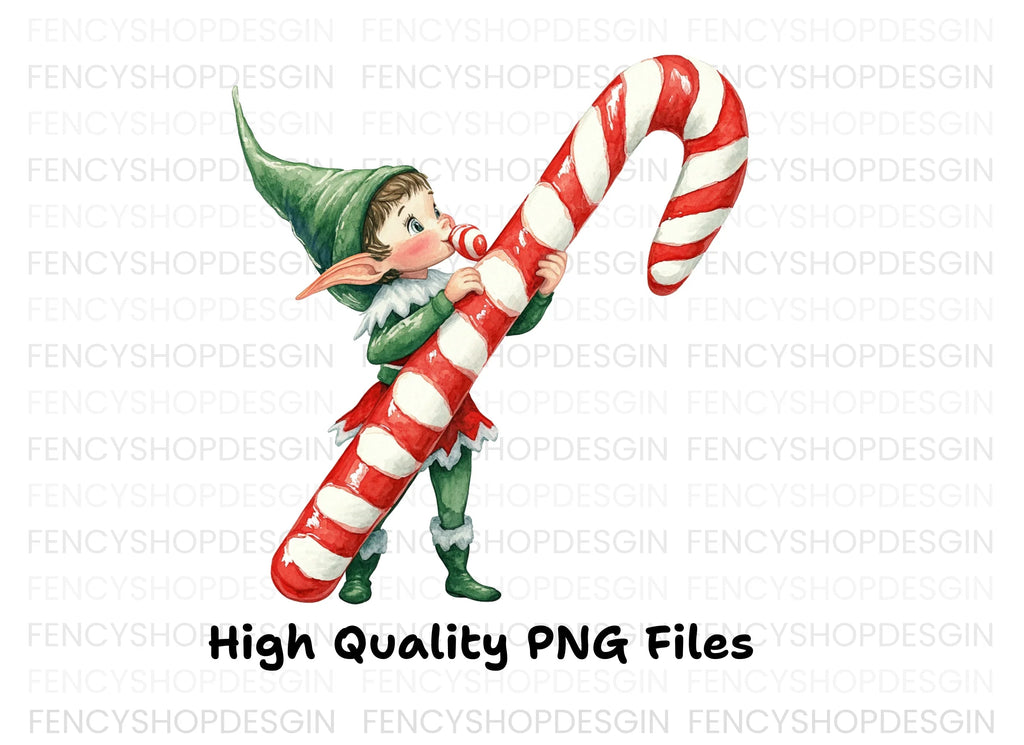 Christmas Elves with Candy Canes Clipart Bundle