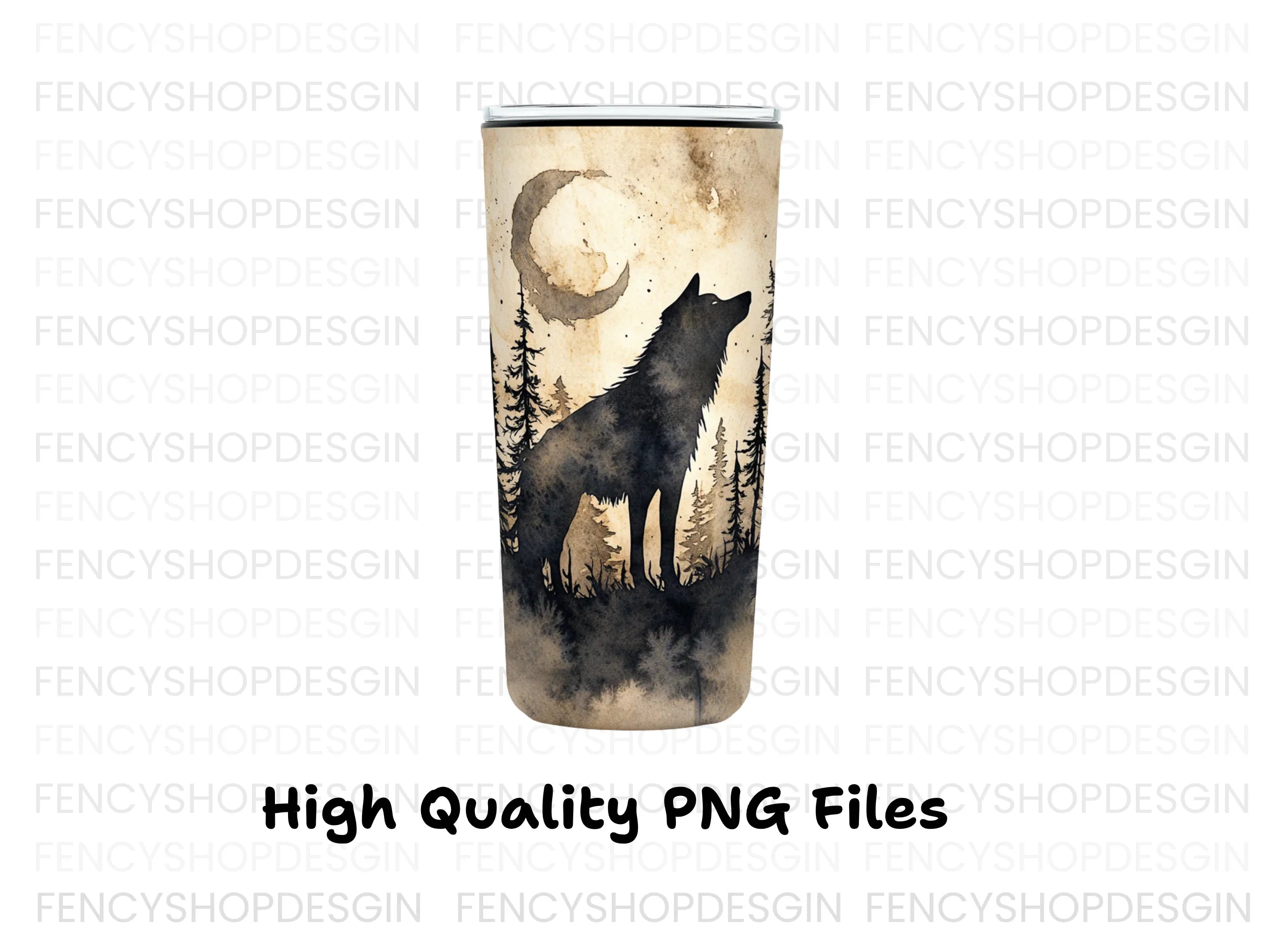 Wolf Howling at Moon Clipart Bundle