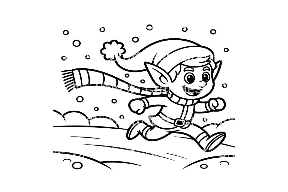 Christmas Elf Running Coloring Books