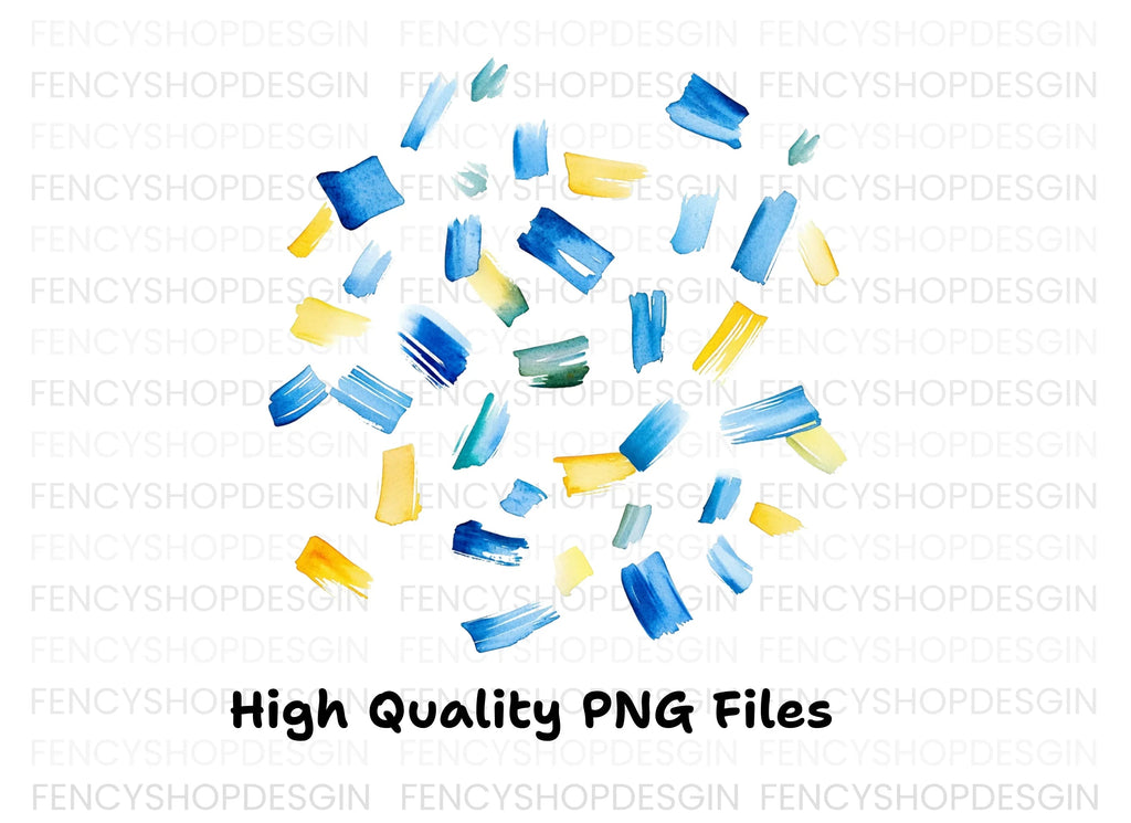Abstract Blue Yellow Strokes Clipart Bundle