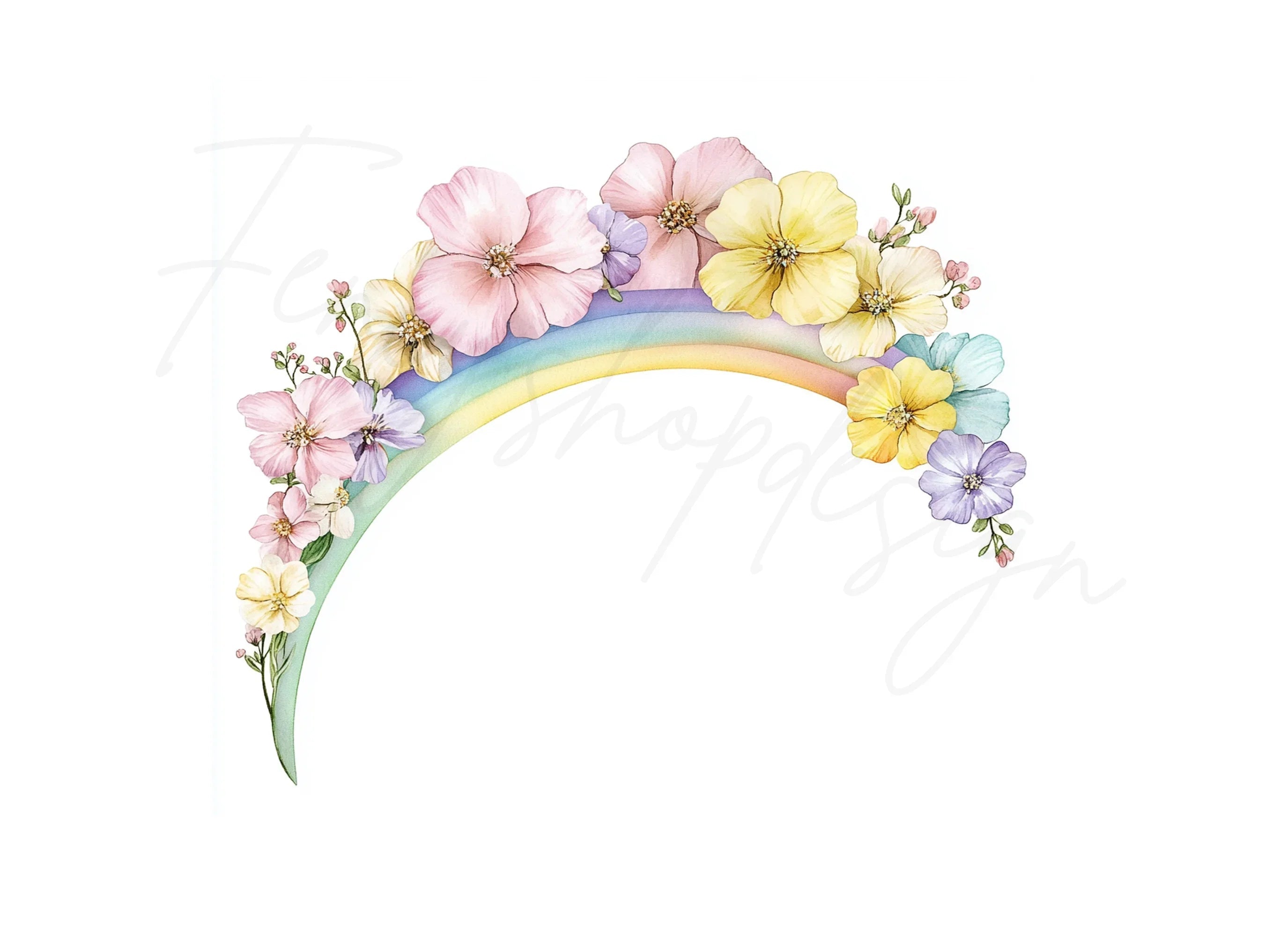 Floral Rainbow Clipart Bundle