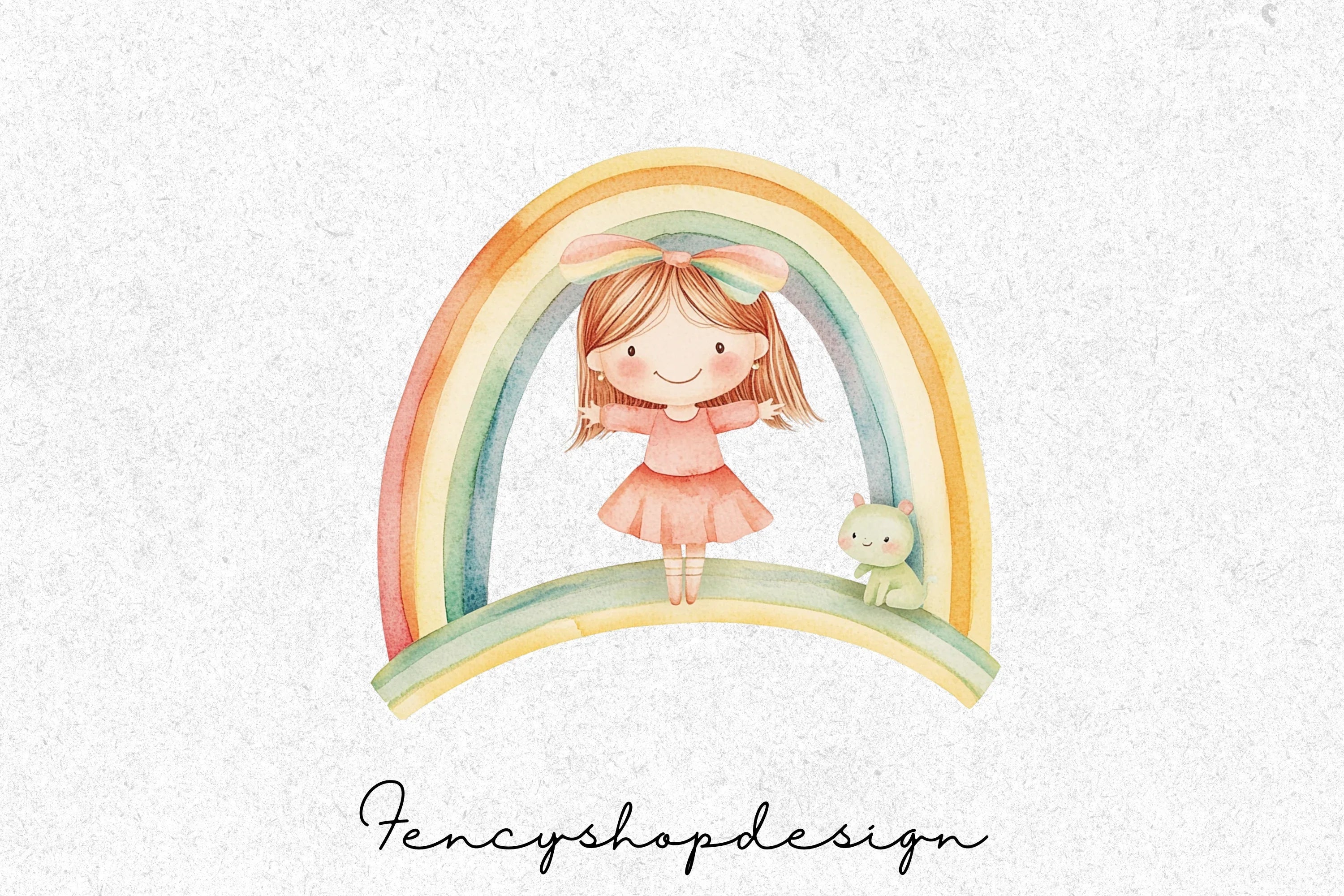 Cute Kids Rainbow Clipart Bundle