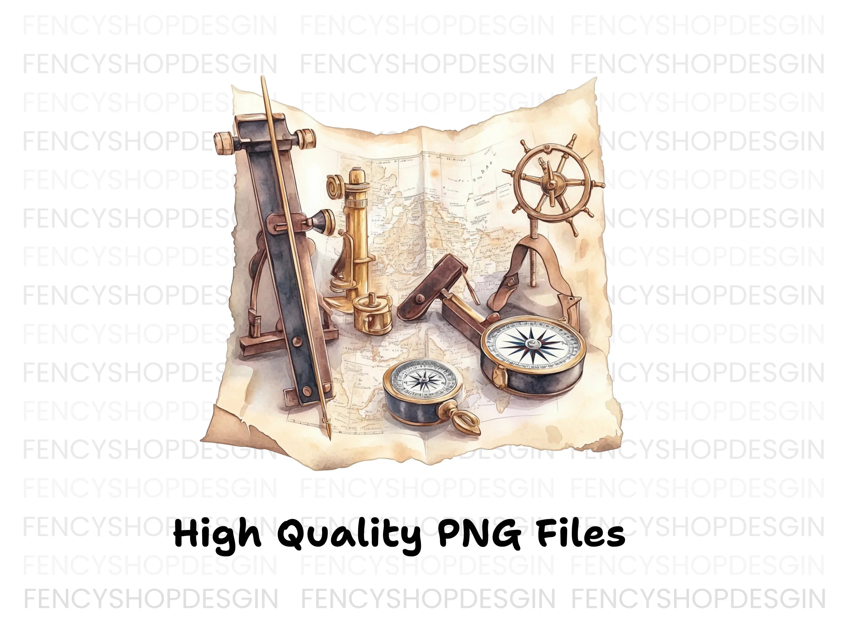 Vintage Navigation Tools Clipart Bundle