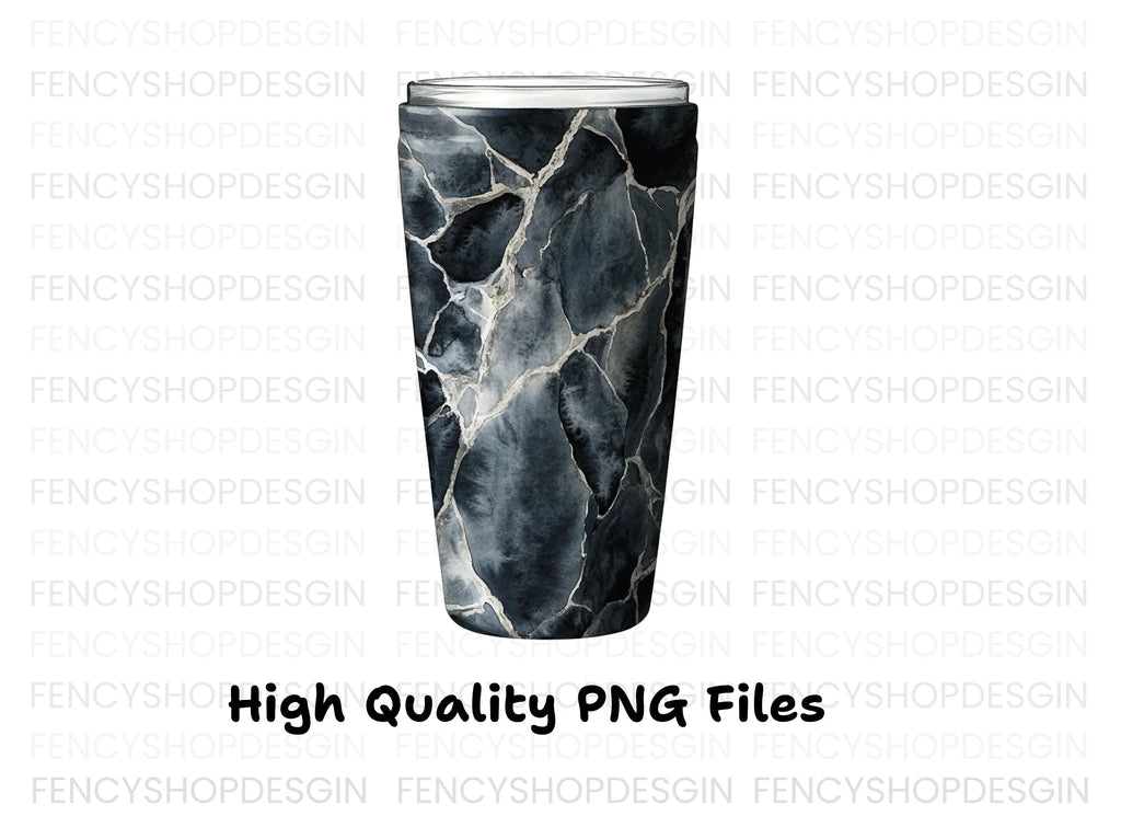 Black Kintsugi Marble Tumbler Clipart Bundle