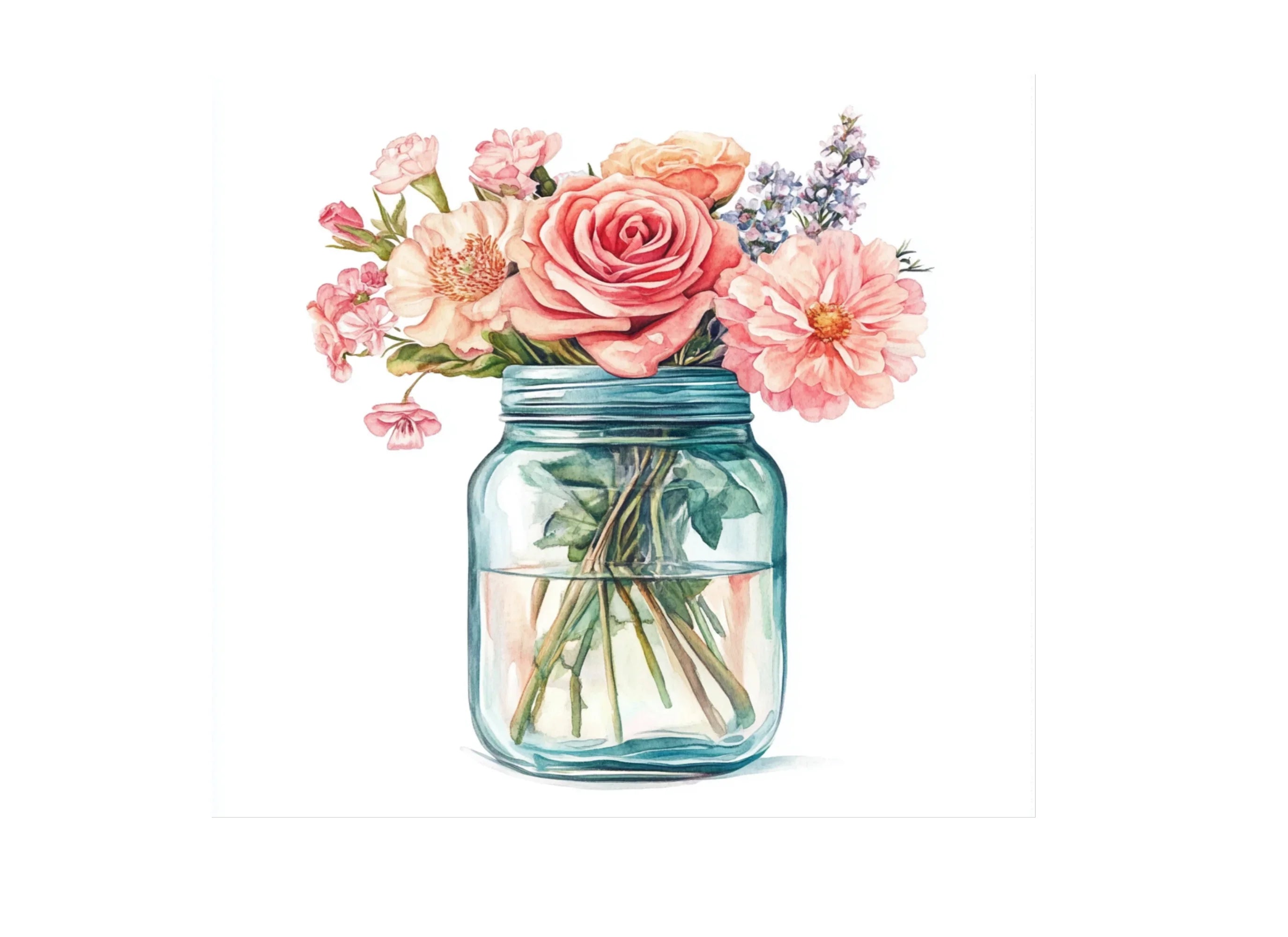 Floral Mason Jar Clipart Bundle