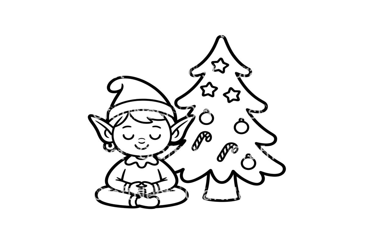 Christmas Elf and Sleeping Child Coloring Books