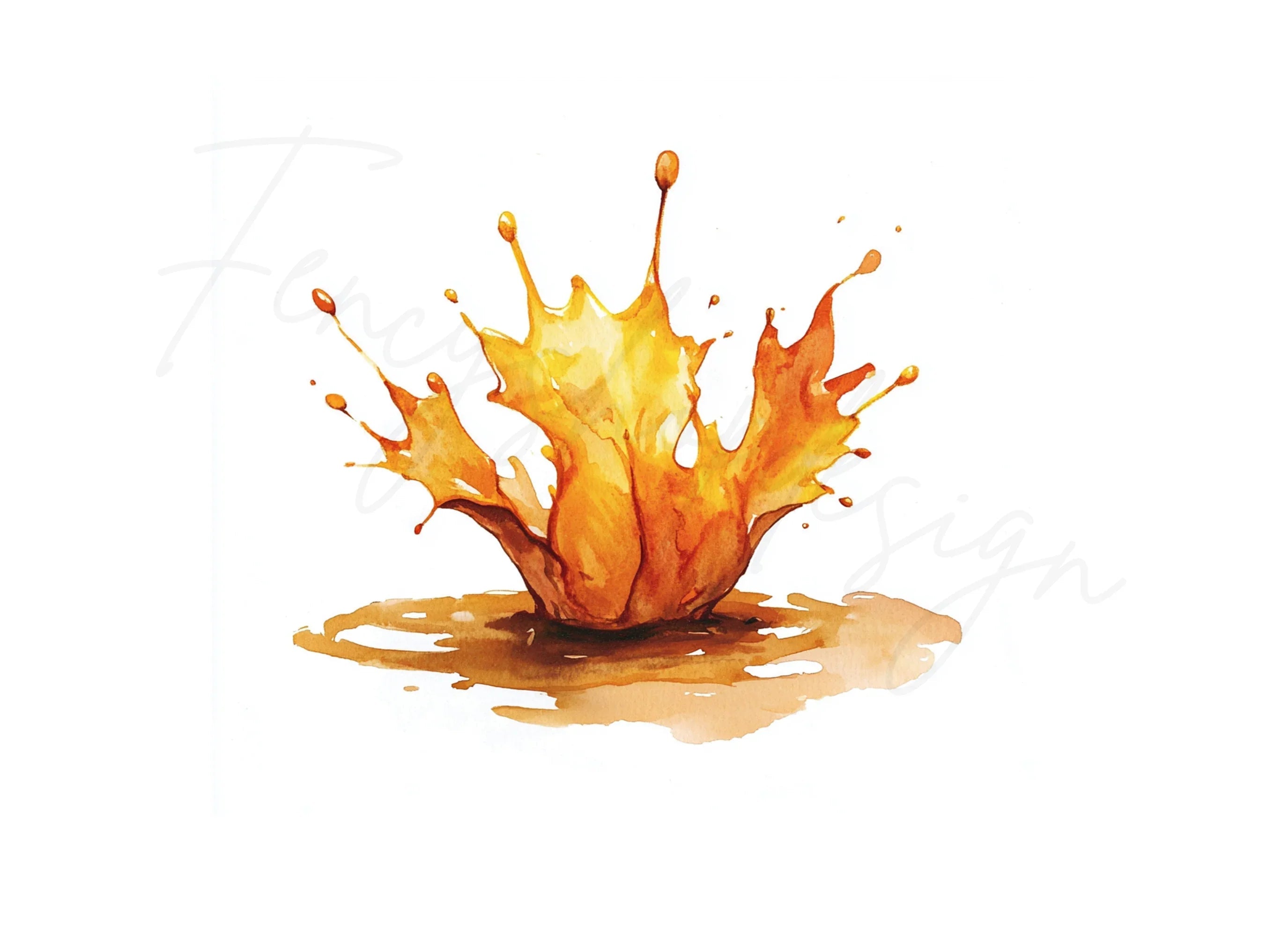 Dynamic Orange Liquid Splash Clipart Bundle