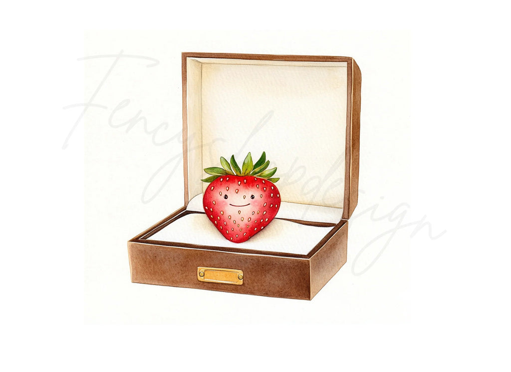 Cute Strawberry in Chocolate Box Clipart Bundle