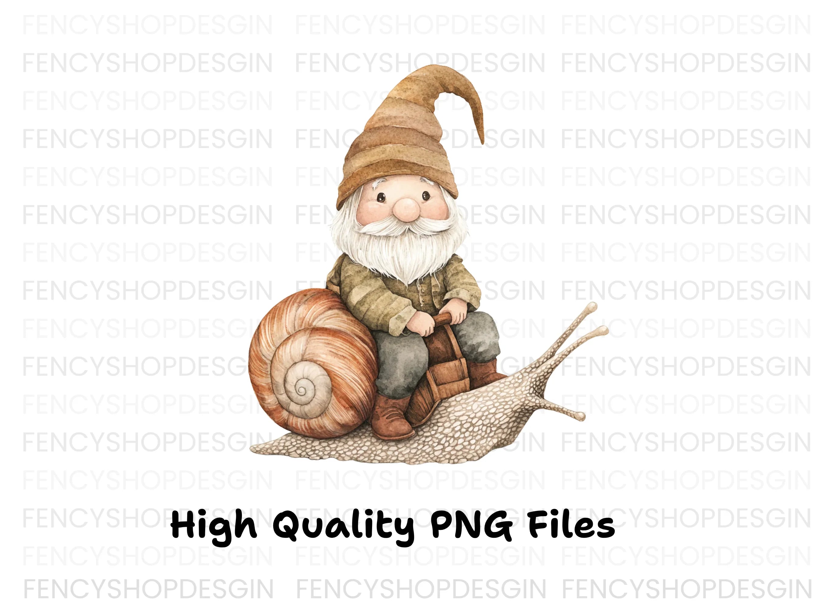 Cute Gnomes Riding Snails Clipart Bundle