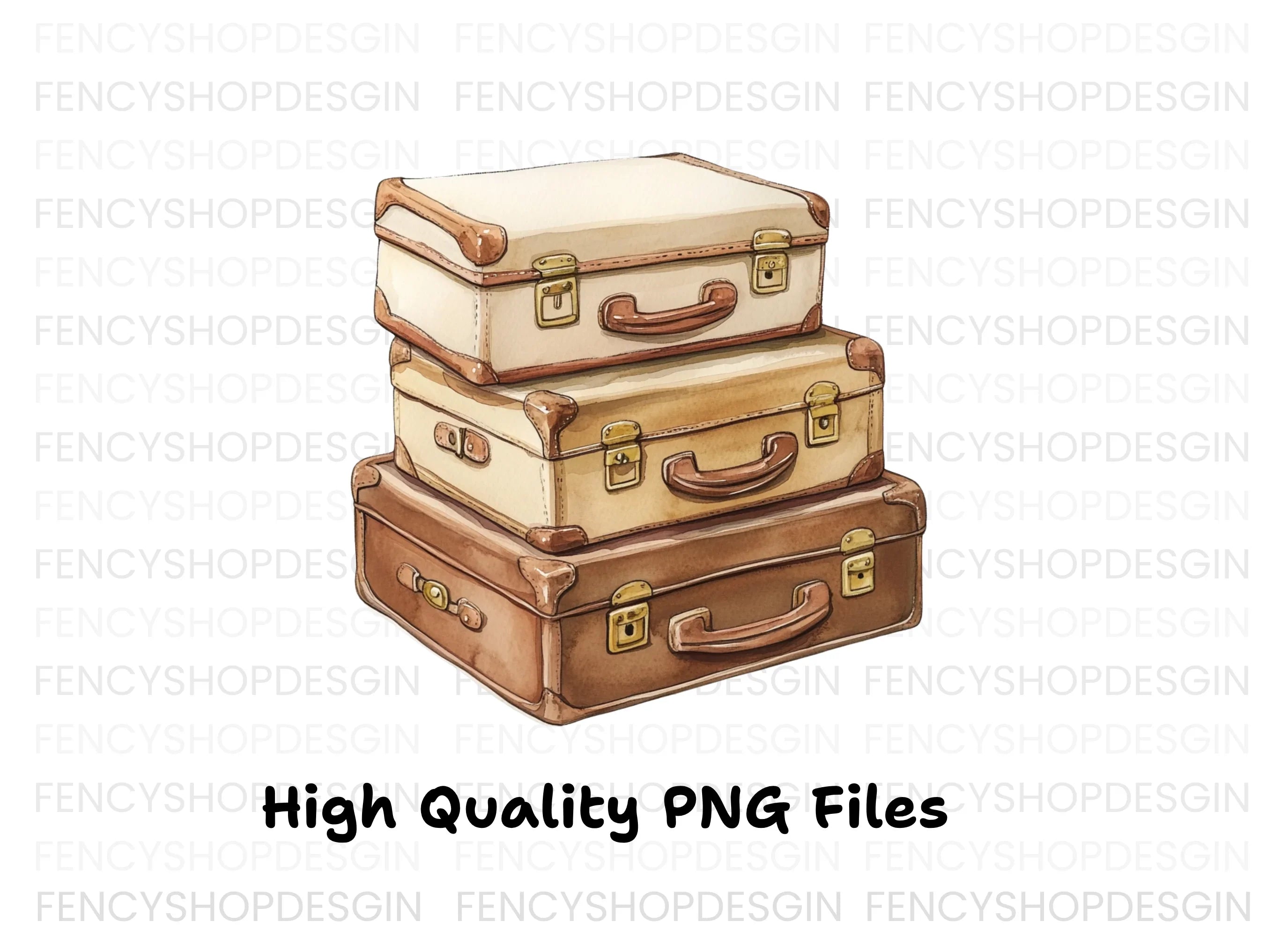 Vintage Suitcase Stack Clipart Bundle
