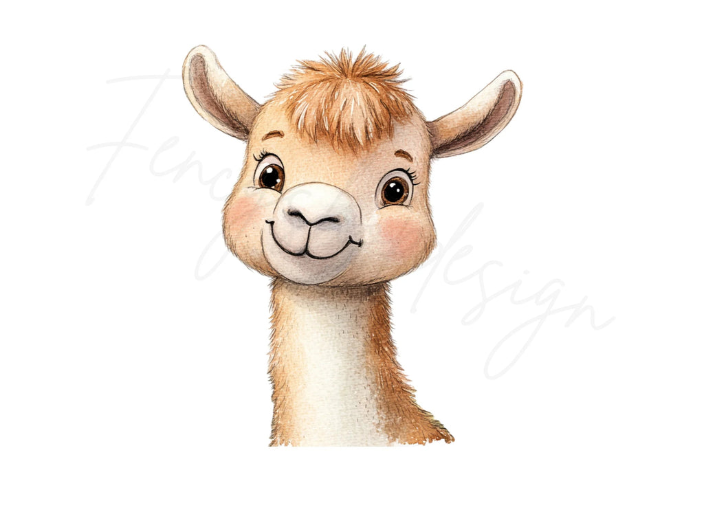 Cute Llama Faces Clipart Bundle