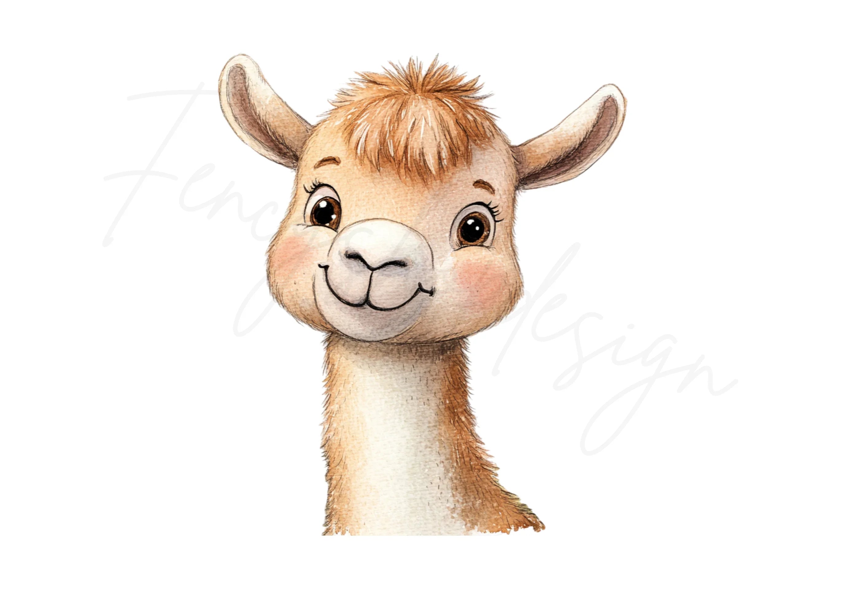 Cute Llama Faces Clipart Bundle