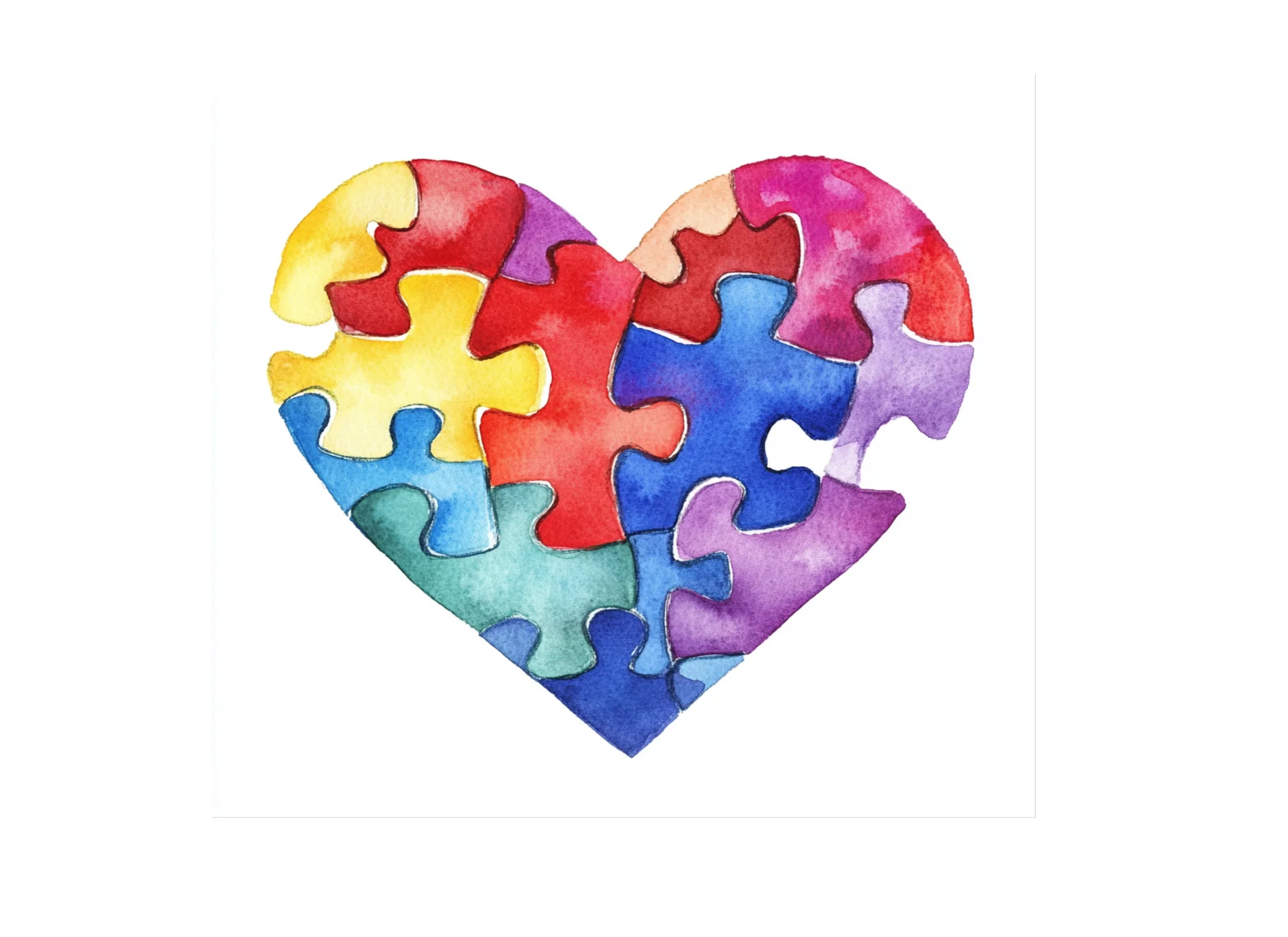 Colorful Puzzle Heart Clipart Bundle