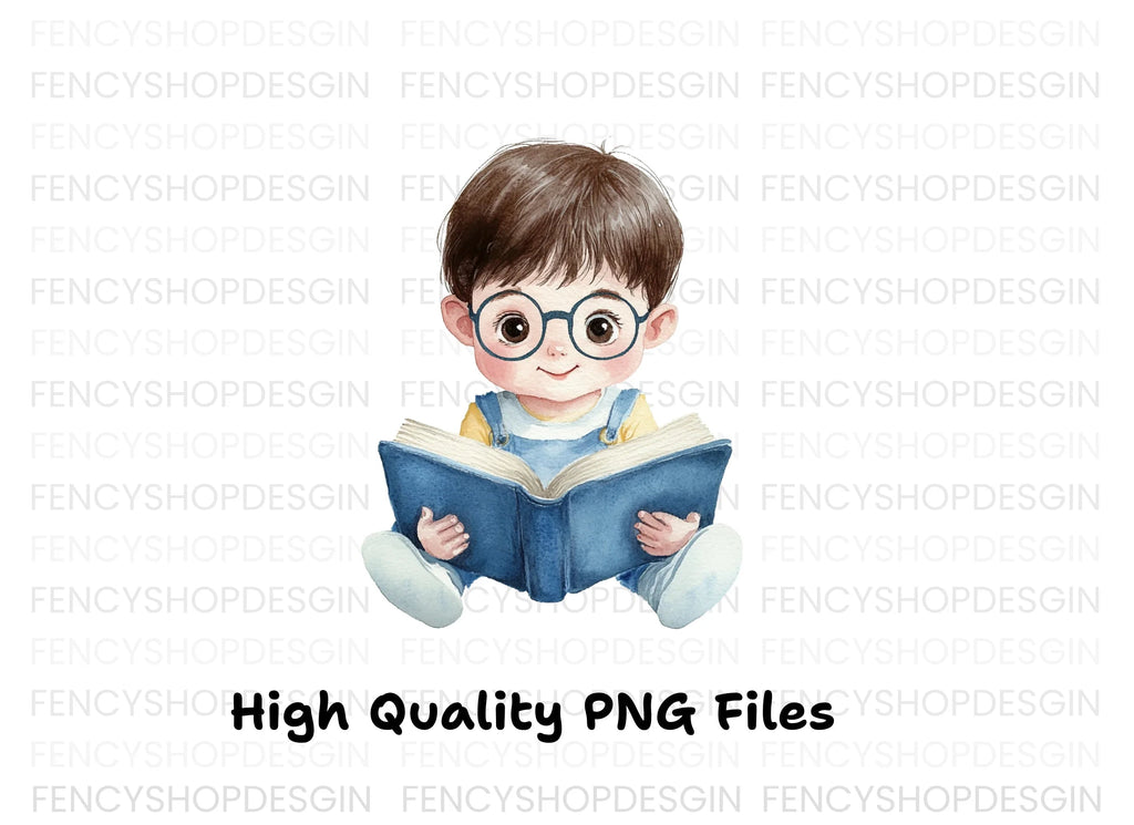 Cute Boy Reading Book Clipart Bundle