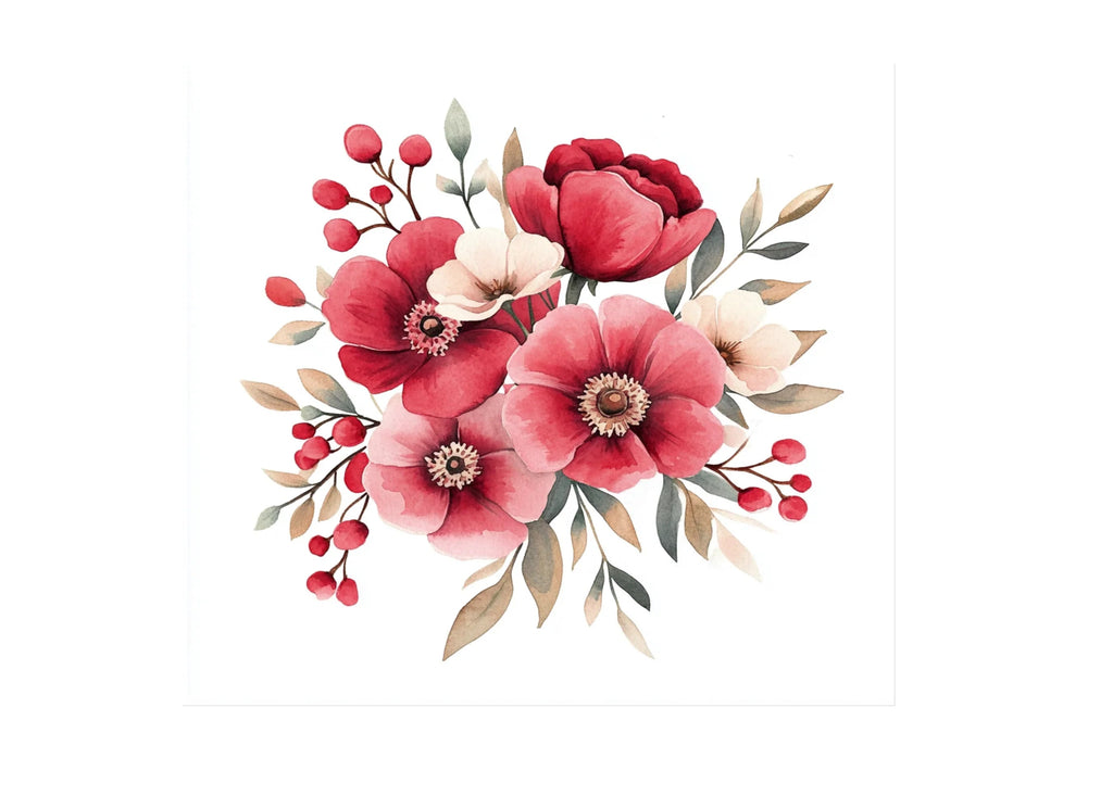 Elegant Red Pink Flower Bouquets Clipart Bundle