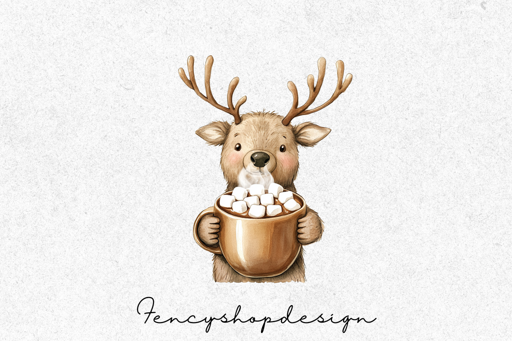 Cute Christmas Deer Clipart Bundle