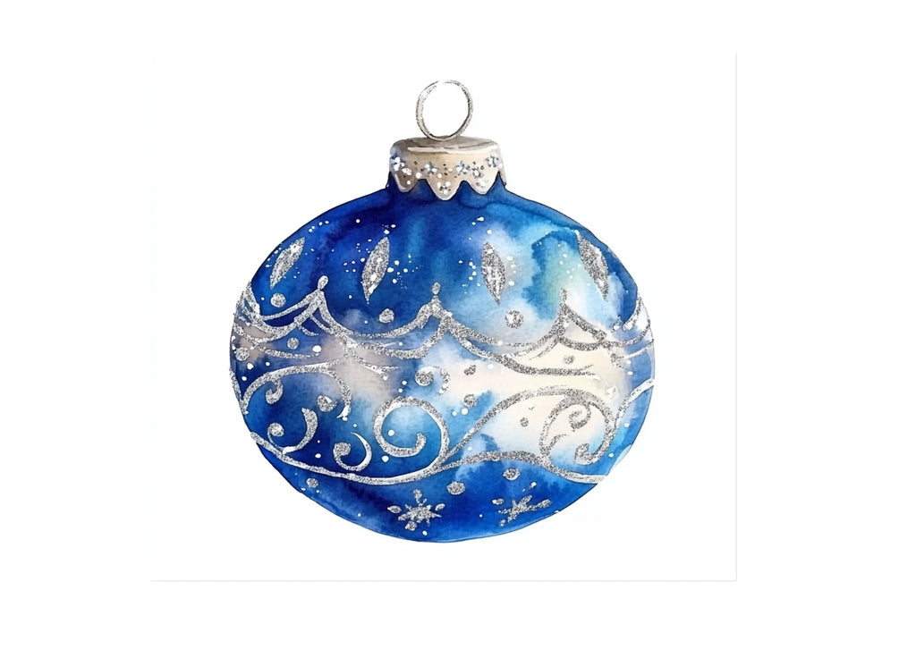 Blue Christmas Ornaments Clipart Bundle