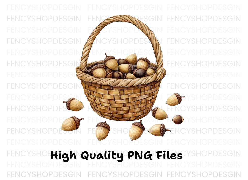 Autumn Acorn Baskets Clipart Bundle