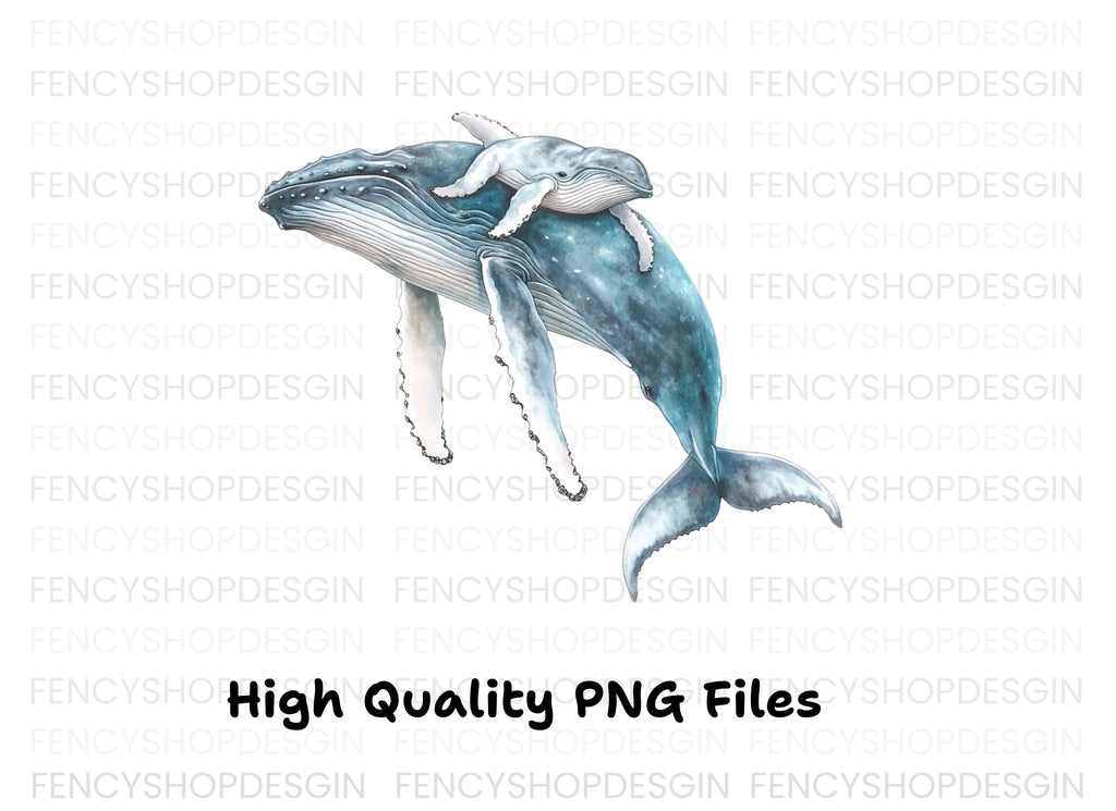 Mother and Baby Humpback Whale Clipart Bundle
