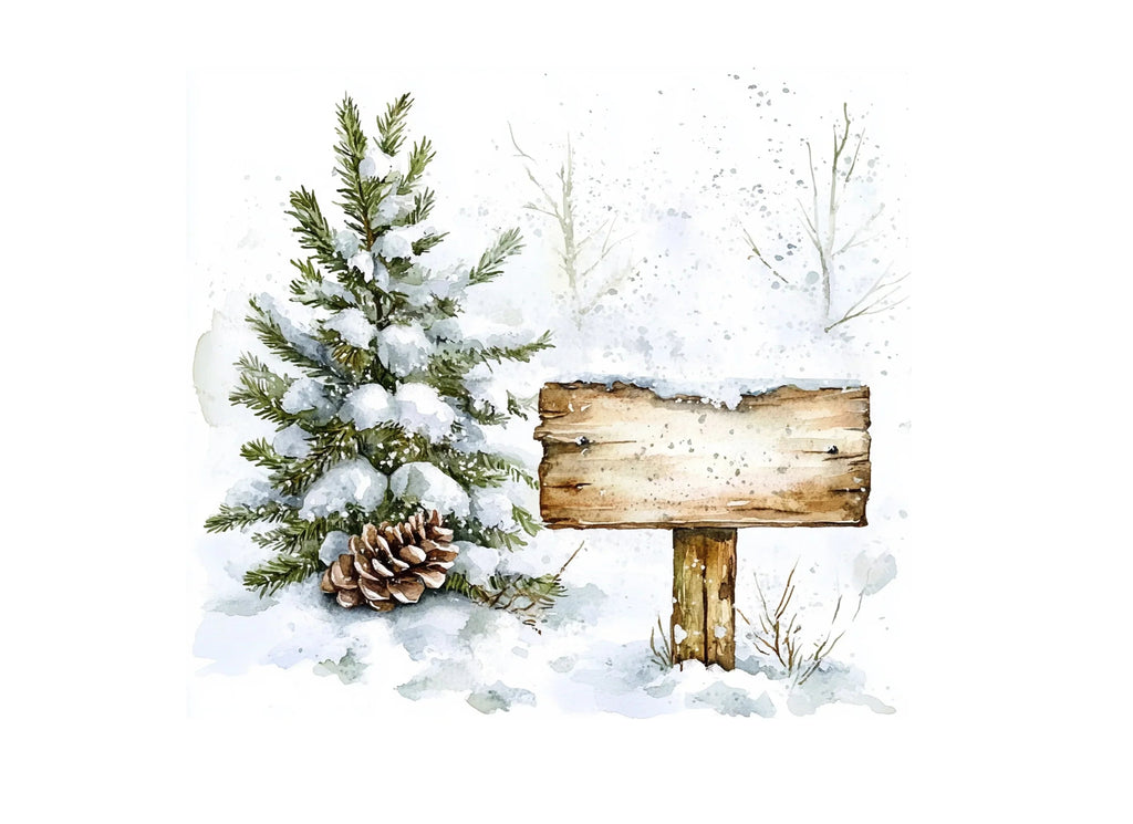 Christmas Wooden Sign Clipart Bundle