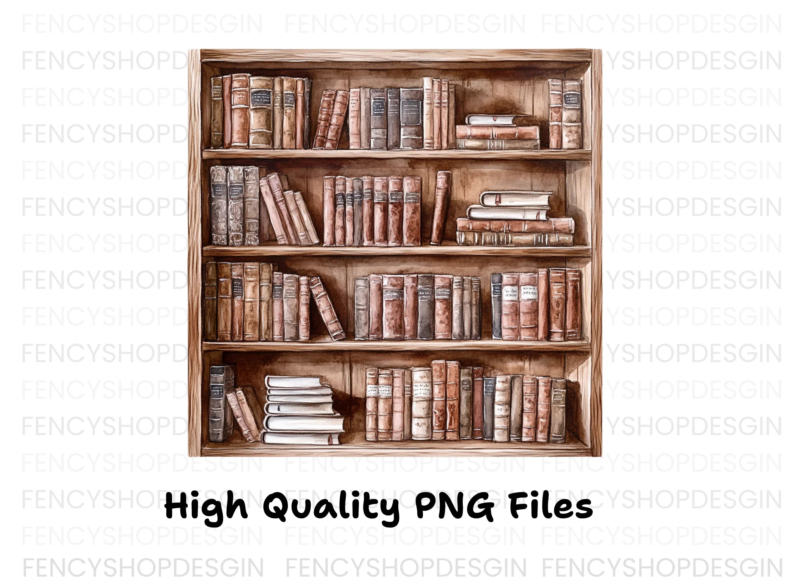 Rustic Bookshelves Clipart Bundle