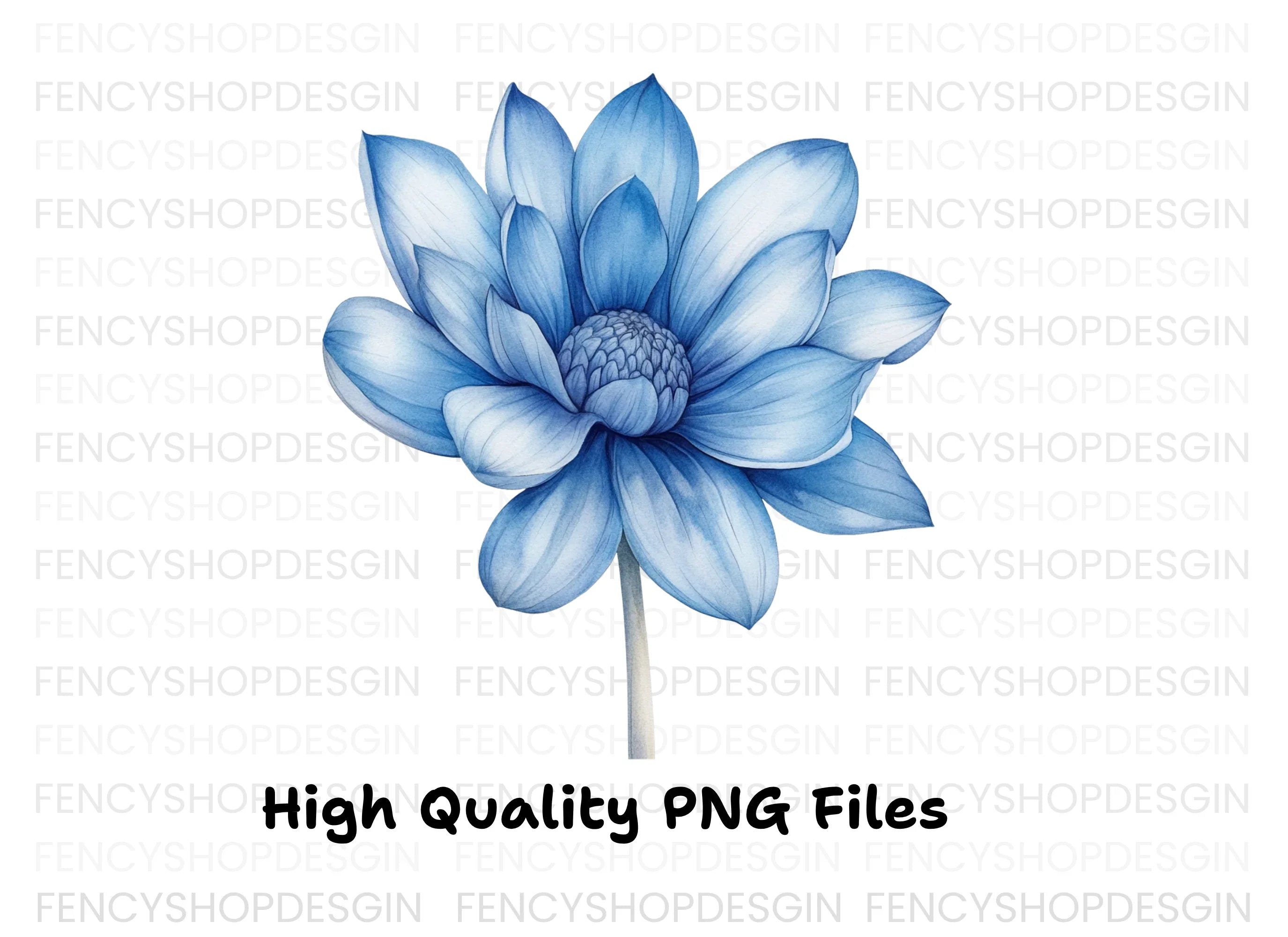 Stunning Blue Dahlia and Poppy Clipart Bundle