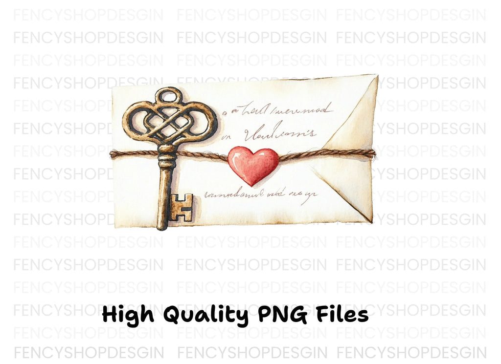 Vintage Keys and Love Letters Clipart Bundle