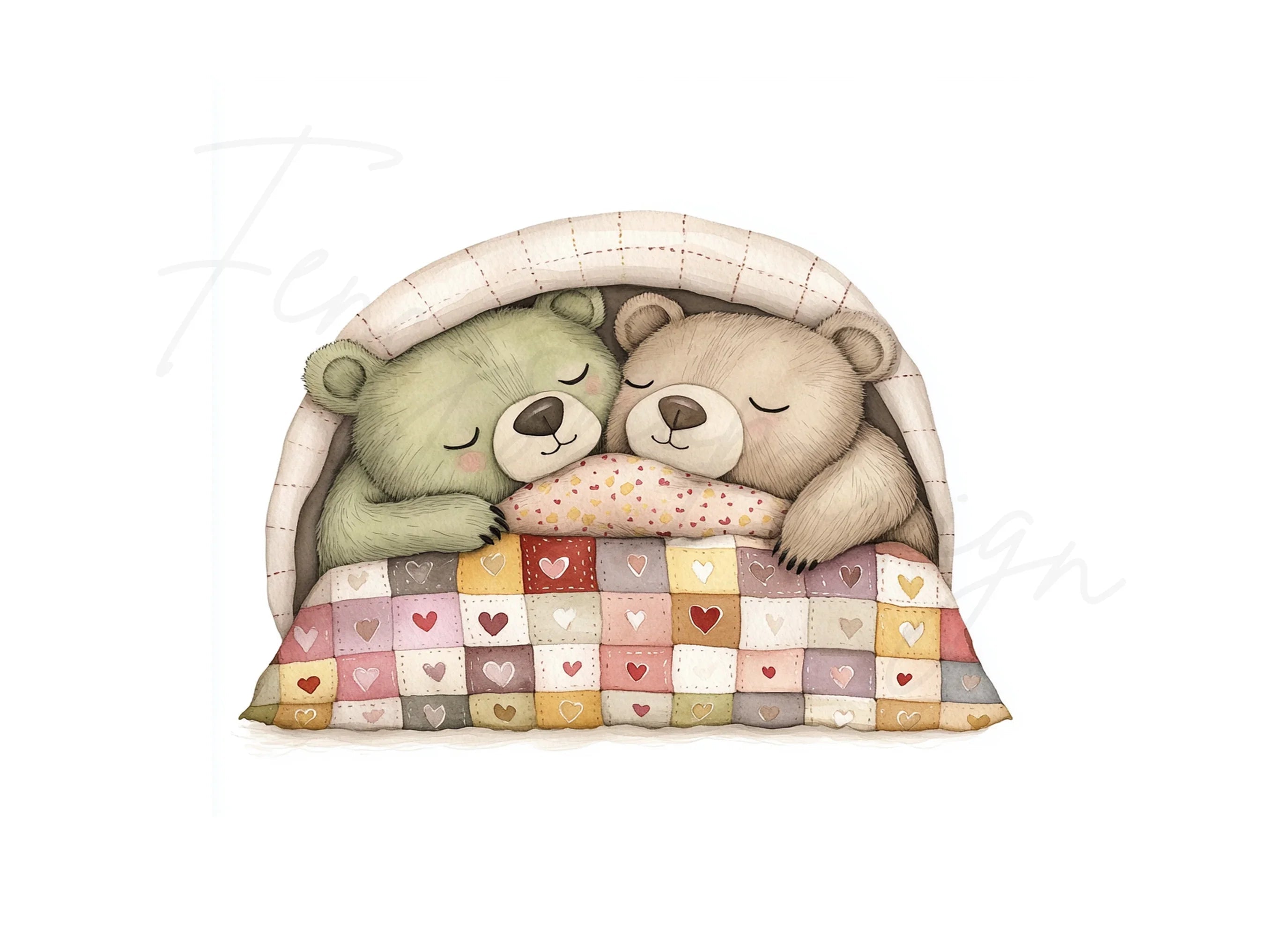 Cute Sleeping Bear Couple Clipart Bundle